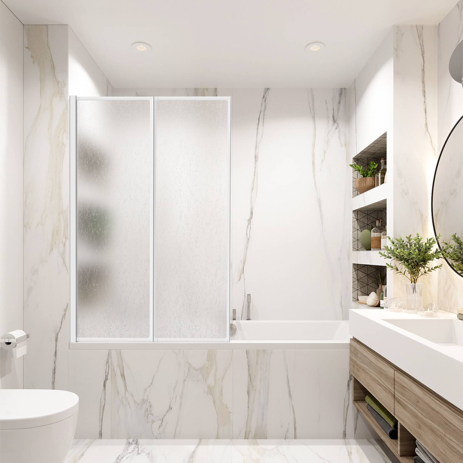 Duschabtrennung 100X140cm Faltwand für Badewanne Weiß Rahmen Duschwand Badewannenaufsatz Duschabtrennungen