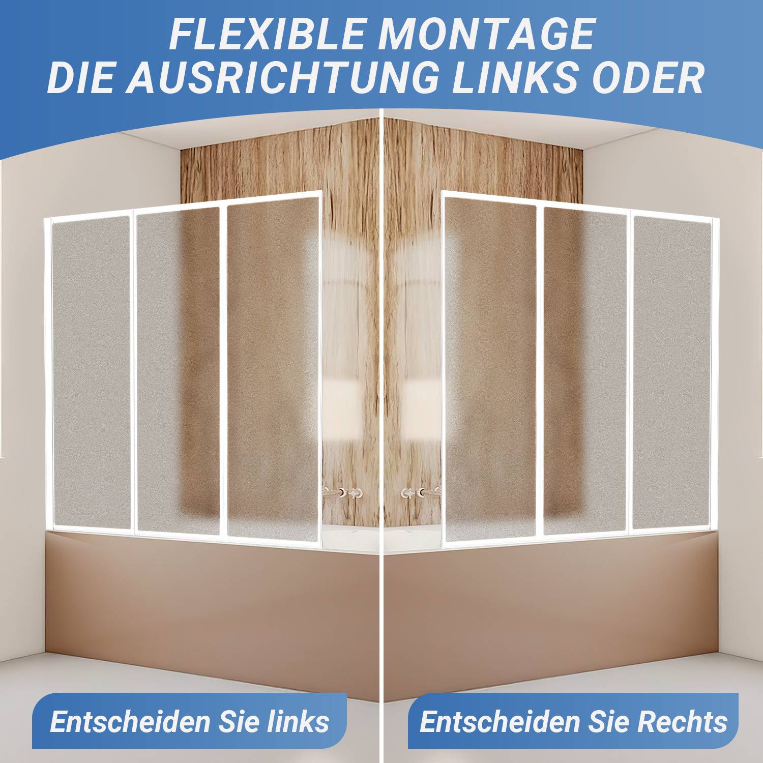 Duschabtrennung 120X140cm Dreifalten Faltwand für Badewanne Weiß Rahmen Duschwand Badewannenaufsatz Duschabtrennungen