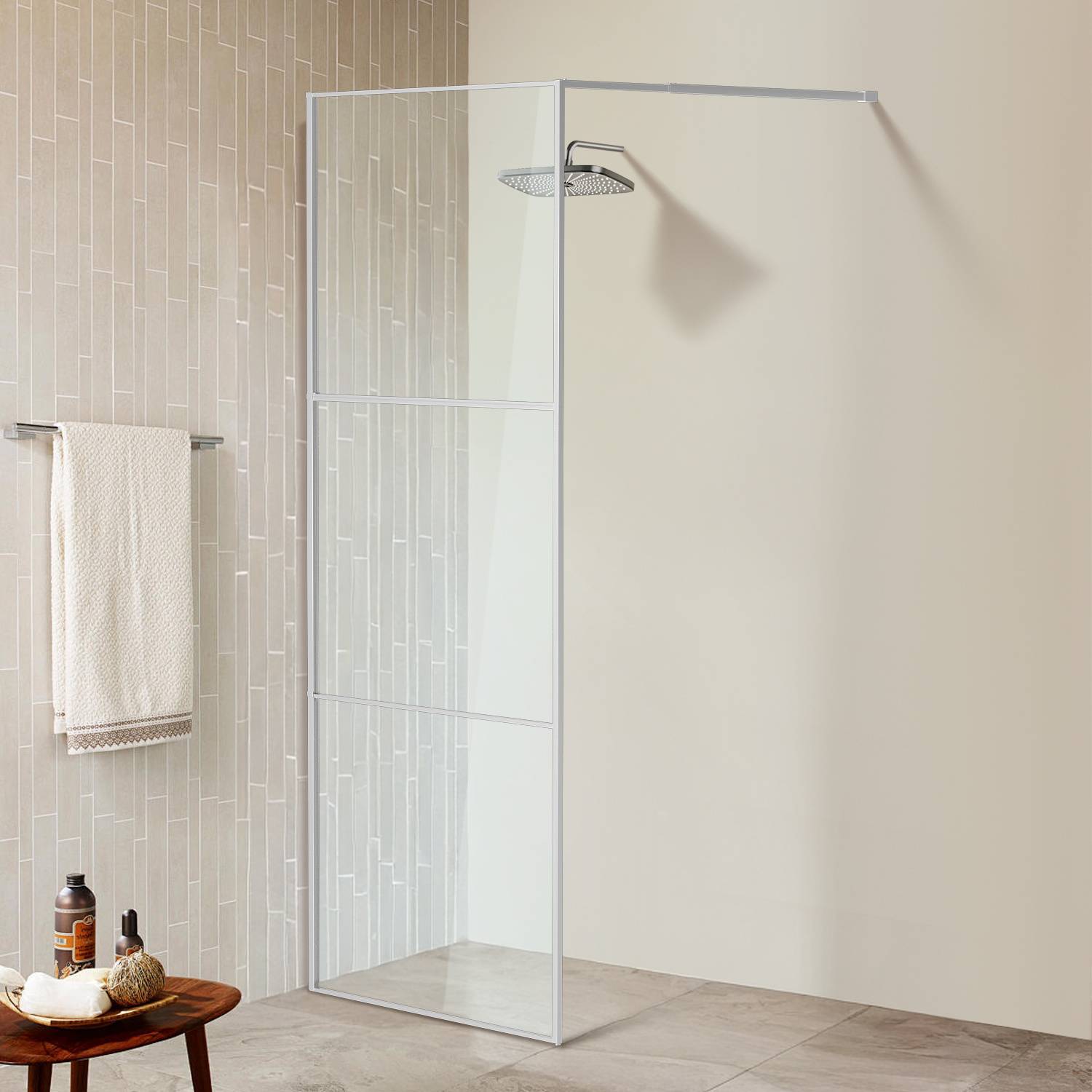Duschabtrennung 80X200cm Duschwand für Dusche Walk-In Dusche ESG-Sicherheitsglas 5mm Silber
