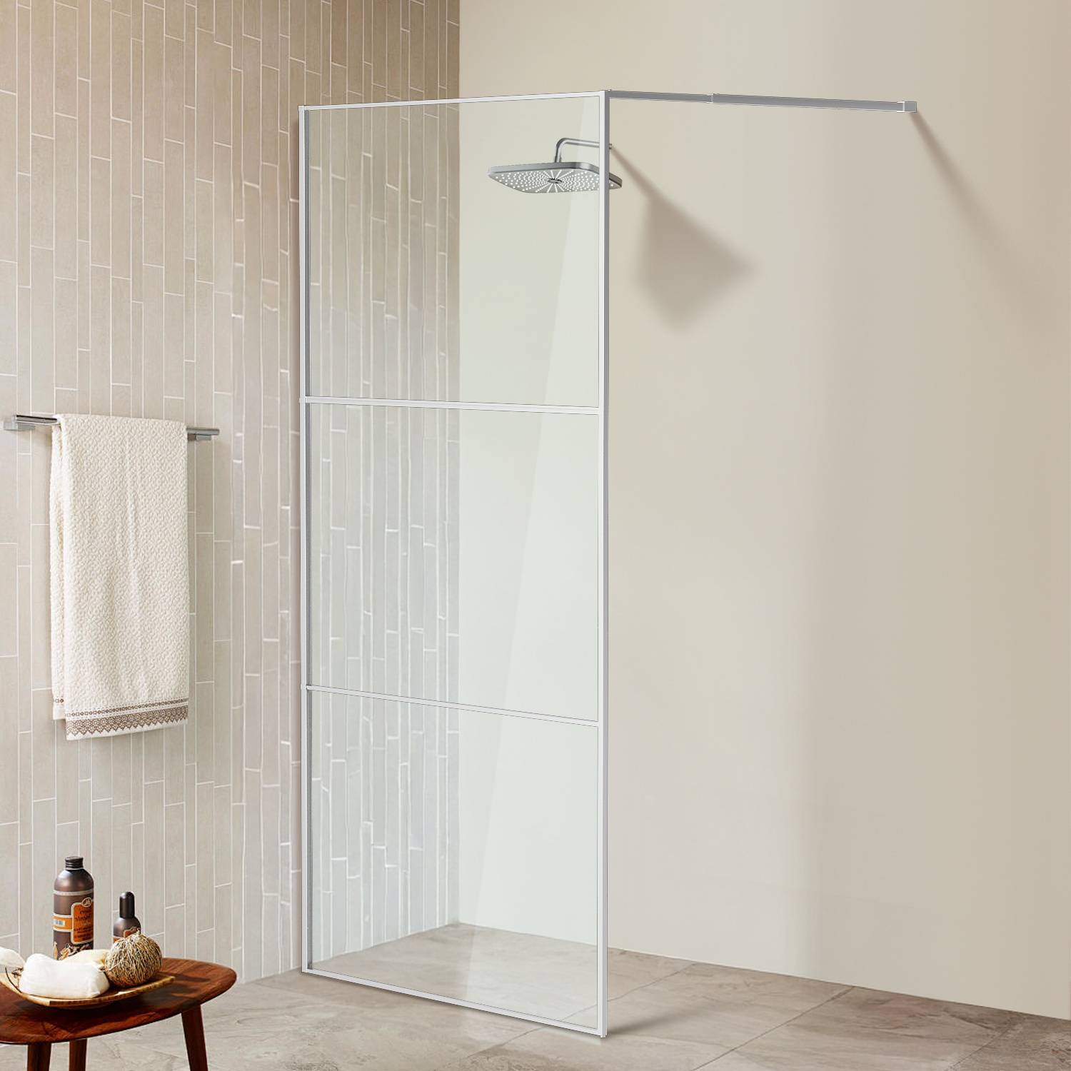 Duschabtrennung 100X200cm Duschwand für Dusche Walk-In Dusche ESG-Sicherheitsglas 5mm Silber