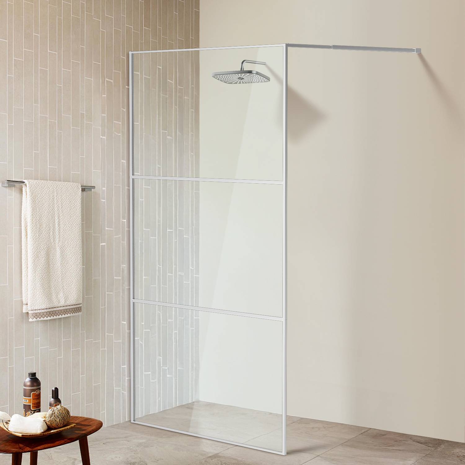 Duschabtrennung 120X200cm Duschwand für Dusche Walk-In Dusche ESG-Sicherheitsglas 5mm Silber
