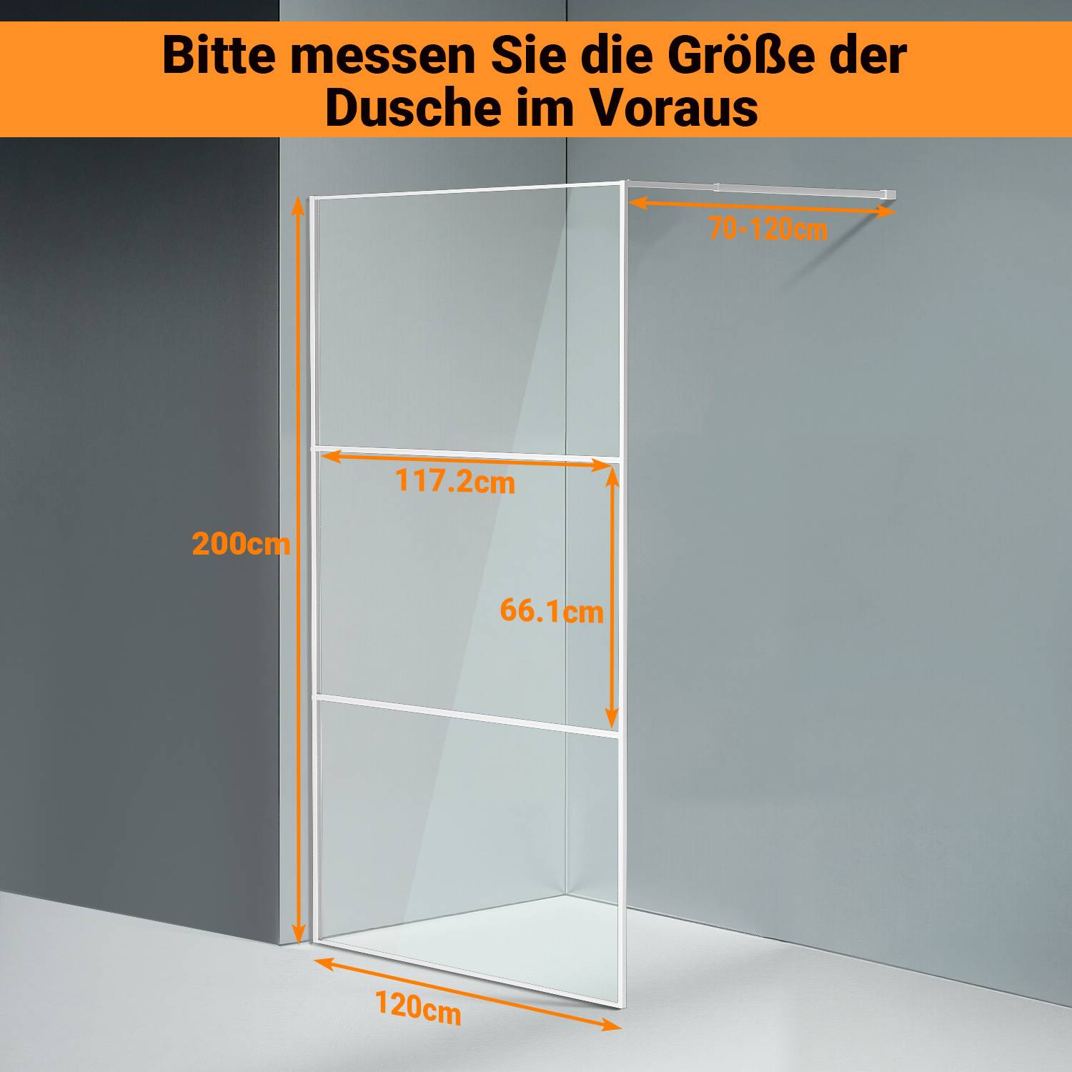 Duschabtrennung 120X200cm Duschwand für Dusche Walk-In Dusche ESG-Sicherheitsglas 5mm Silber
