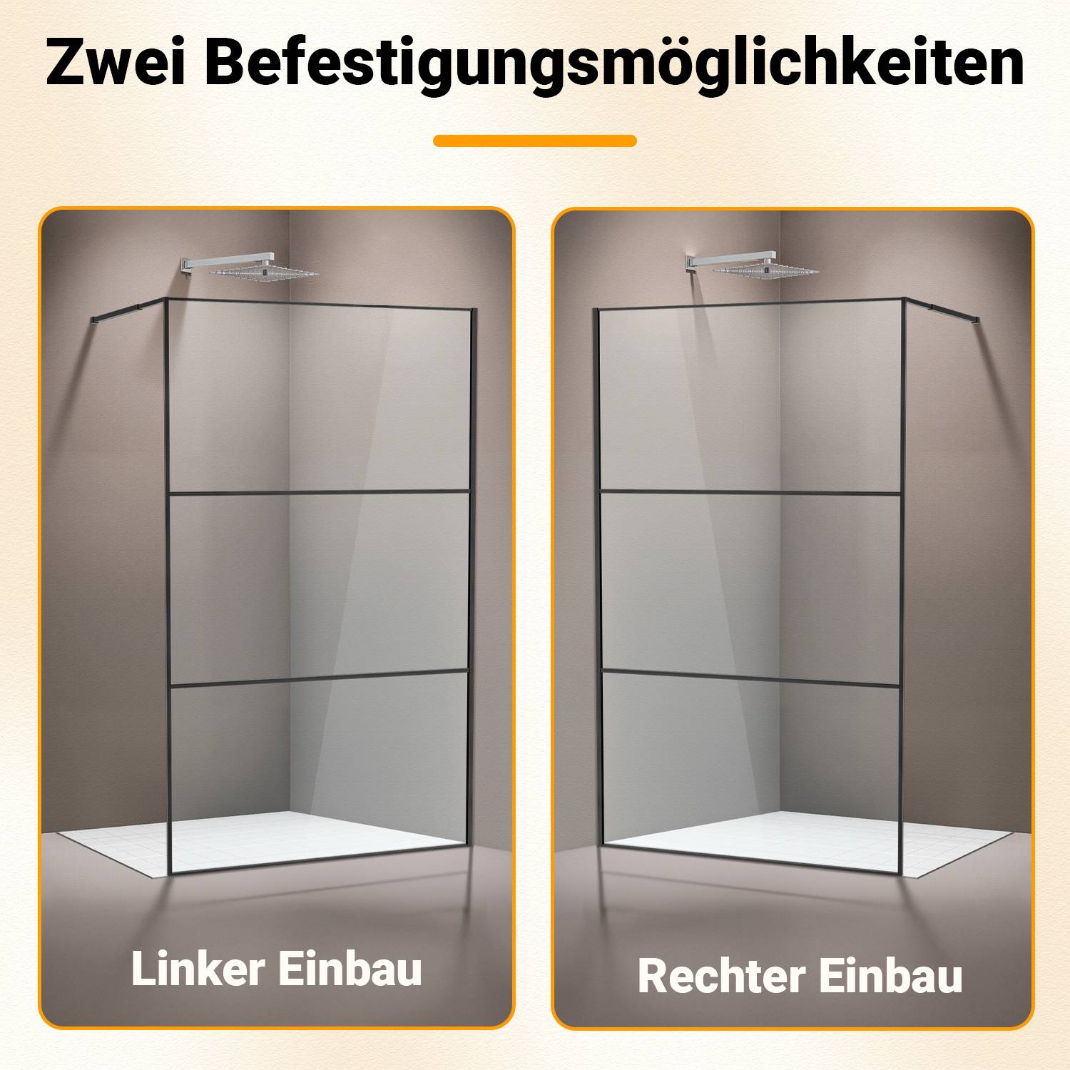 Duschabtrennung 120X200cm Duschwand für Dusche Walk-In Dusche ESG-Sicherheitsglas 5mm Schwarze