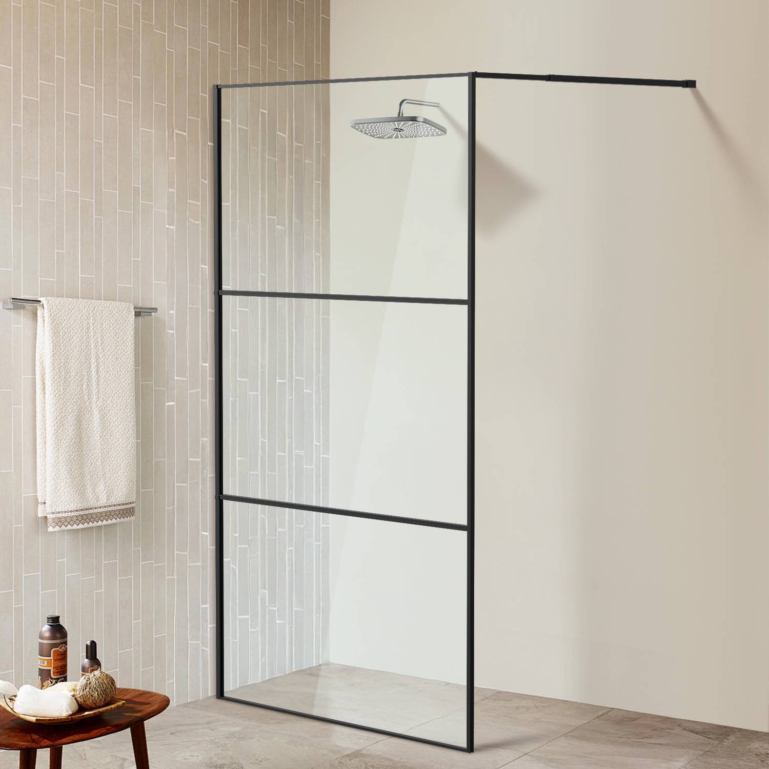 Duschabtrennung 120X200cm Duschwand für Dusche Walk-In Dusche ESG-Sicherheitsglas 5mm Schwarze