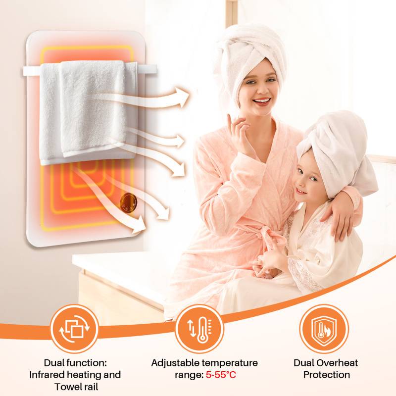 Handtuchtrockner Infrarotheizung 400W - Fernbedienung WiFi Smart App fähig, inkl. für Schlafzimmer, Wohnzimmer, Badezimmer usw.