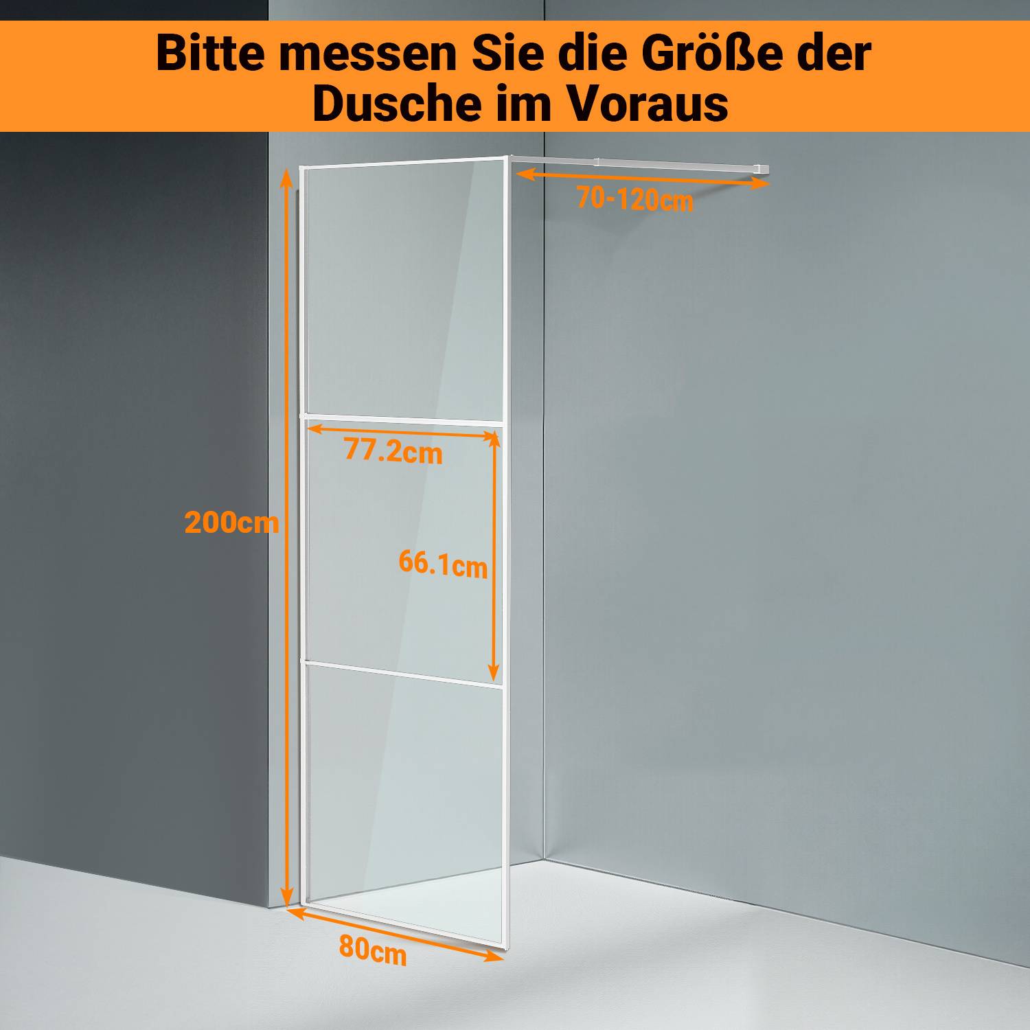 Duschabtrennung 80X200cm Duschwand für Dusche Walk-In Dusche ESG-Sicherheitsglas 5mm Silber