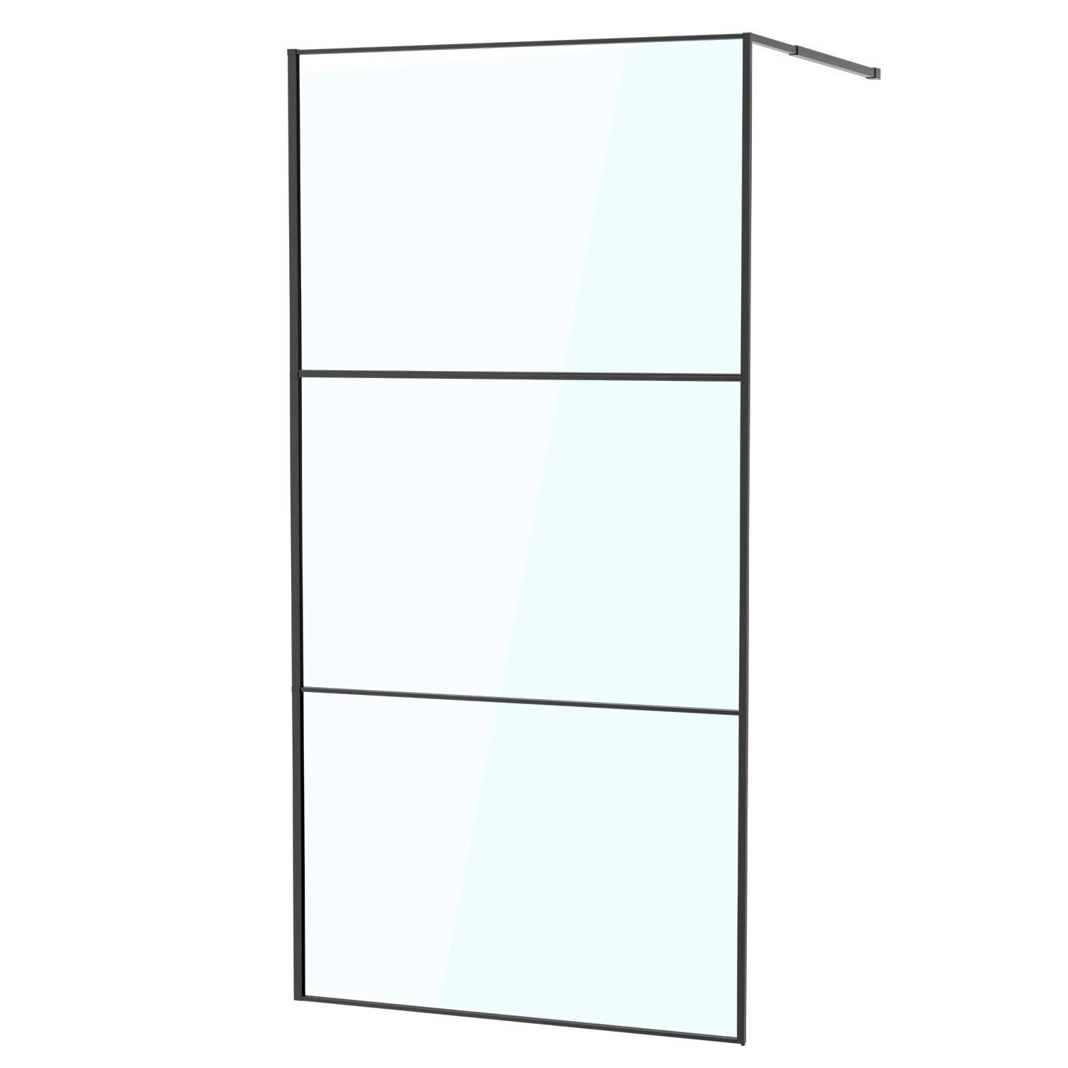 Duschabtrennung 100X200cm Duschwand für Dusche Walk-In Dusche ESG-Sicherheitsglas 5mm Schwarze