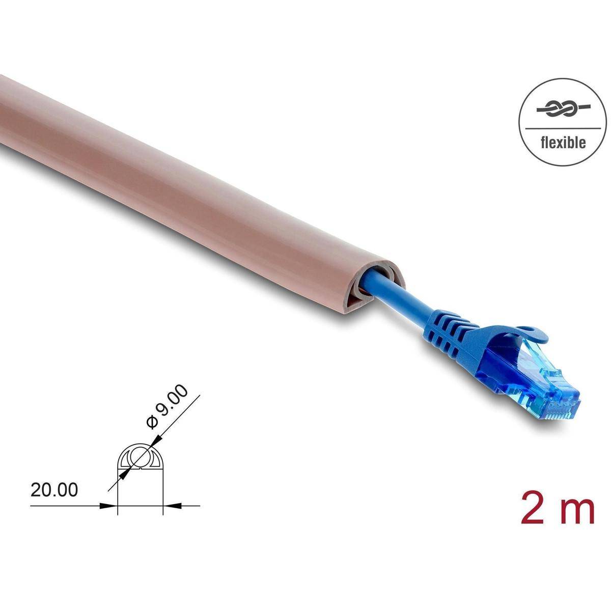 Delock Kabelkanal PVC flexibel 20 x 10 mm - Länge 2 m braun