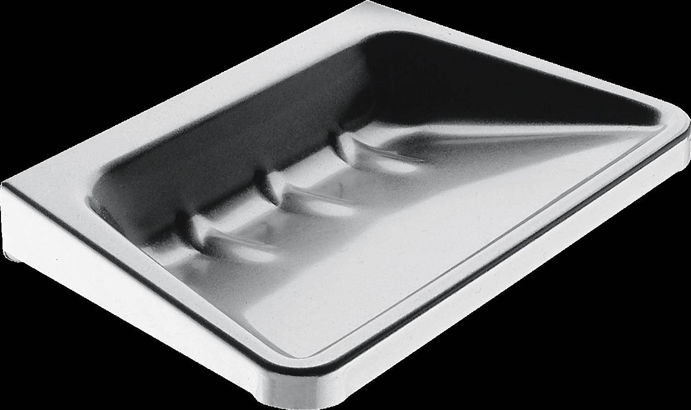 Einwegtablett aus Metall mit drei unterteilten Fächern, leer auf schwarzem Hintergrund dargestellt.