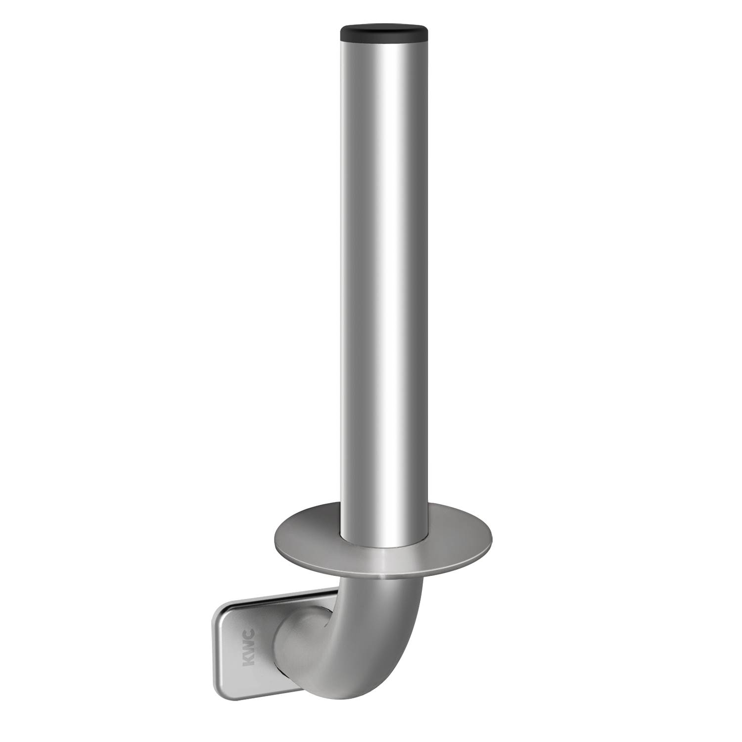 Eine elegante, moderne, metallische Rohrverbindung mit einem geschwungenen Auslauf auf einem schwarzen Hintergrund, höchstwahrscheinlich Teil eines Rohrleitungs- oder Belüftungssystems.