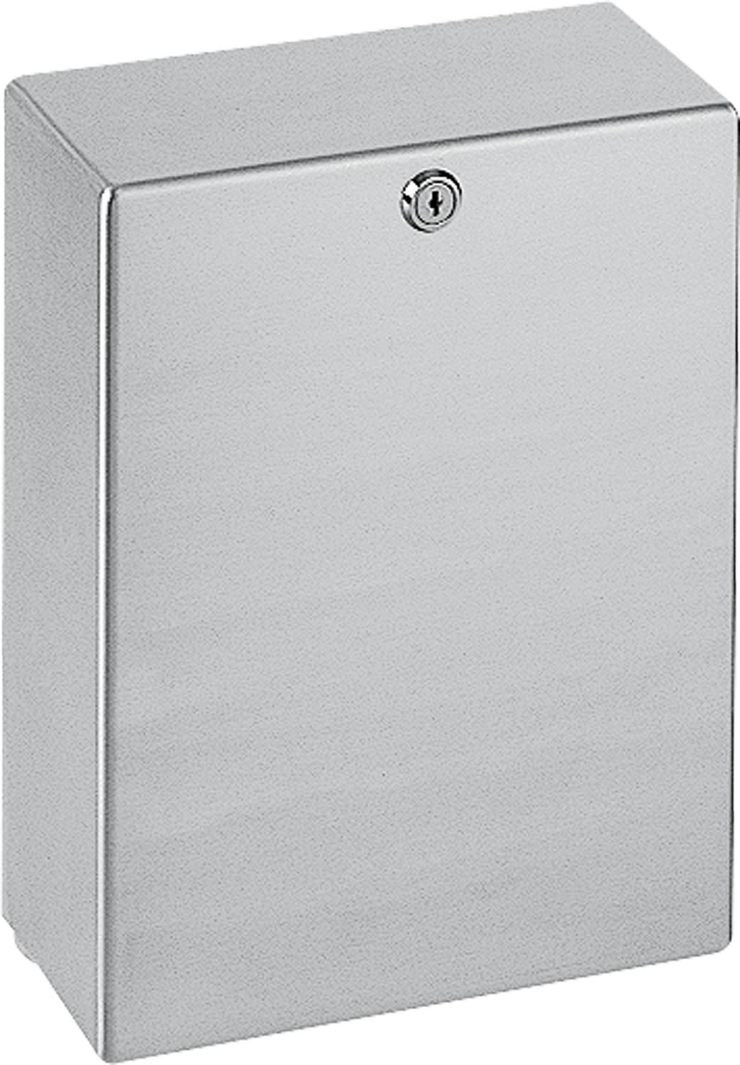 Eine schlanke, metallische Oberfläche mit einer kleinen Schraube oben, was auf ein minimalistisches Design für ein Panel oder eine Abdeckung hindeutet.