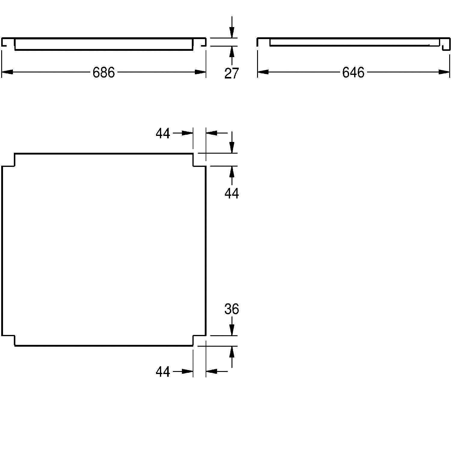 KWC Ablage, MAXIMA, Edelstahl, für Untergestell, 686x655 mm