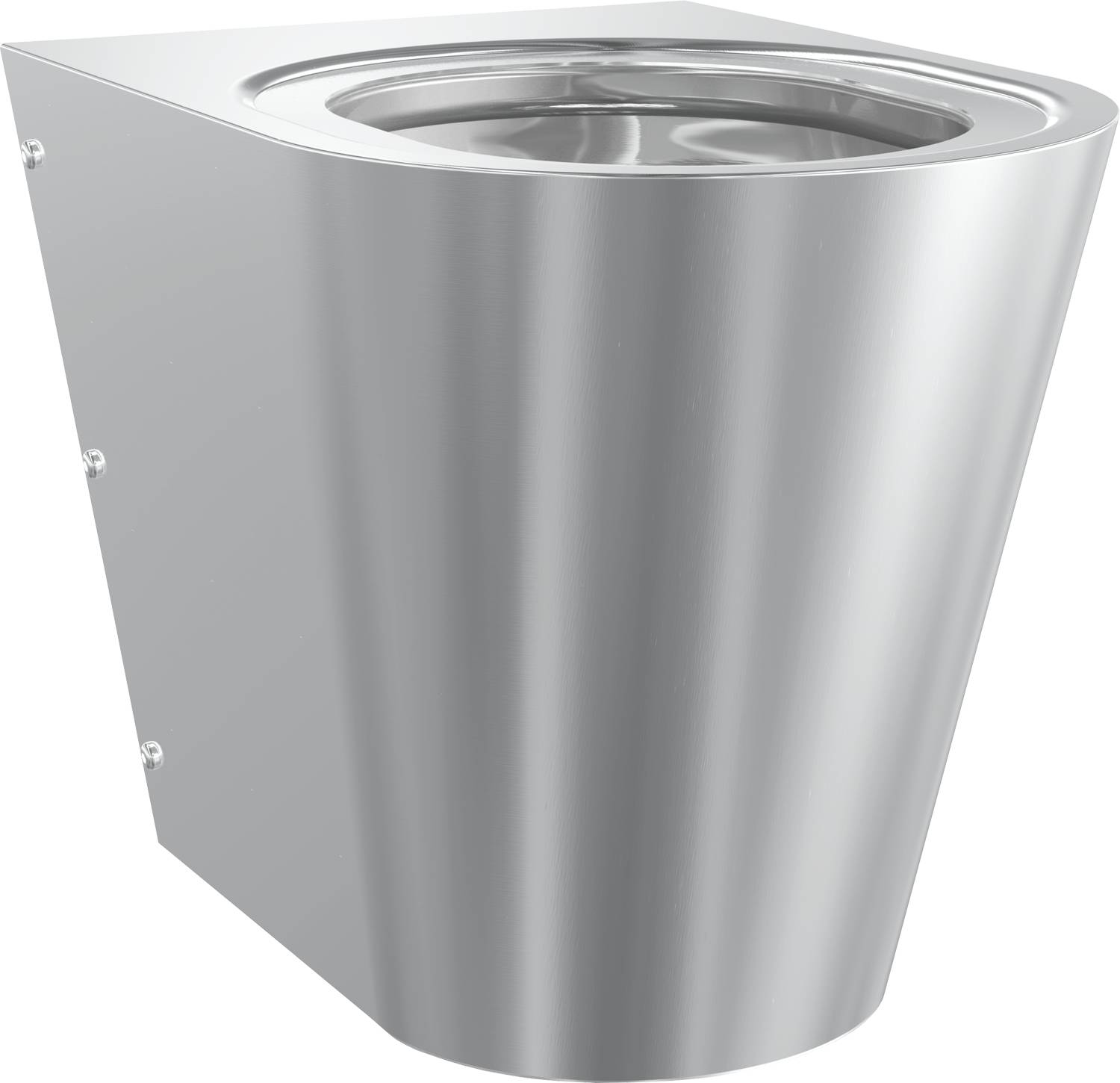 Eine Toilette aus Edelstahl für Gefängnisse mit integrierter Sitzfläche und elegantem Design, geeignet für gesicherte Umgebungen.