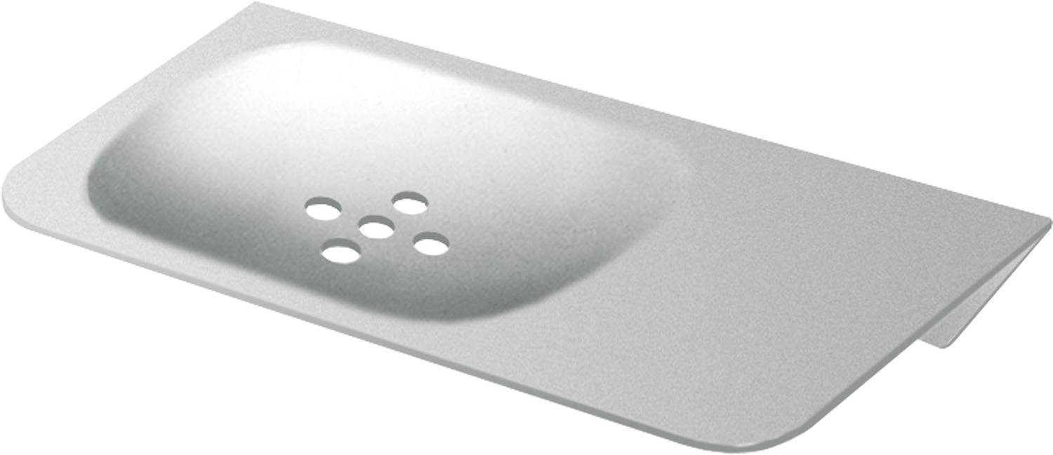 Eine metallische, rechteckige gelochte Oberfläche mit glänzendem Finish, die fünf kreisförmige Öffnungen aufweist.