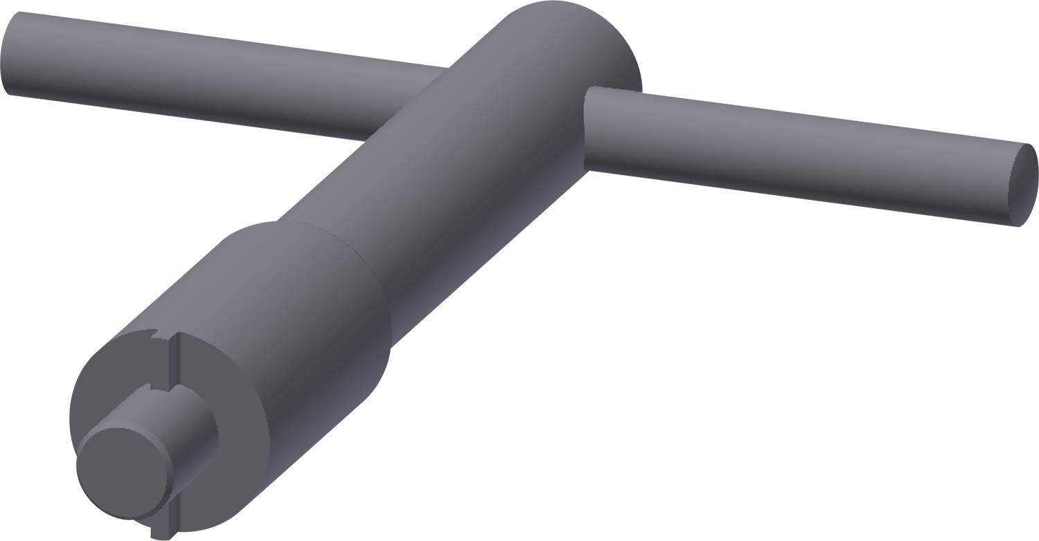 Eine 3D-Darstellung von sich kreuzenden zylindrischen Rohren, die vor einem dunklen Hintergrund in Form eines T-Stücks angeordnet sind.