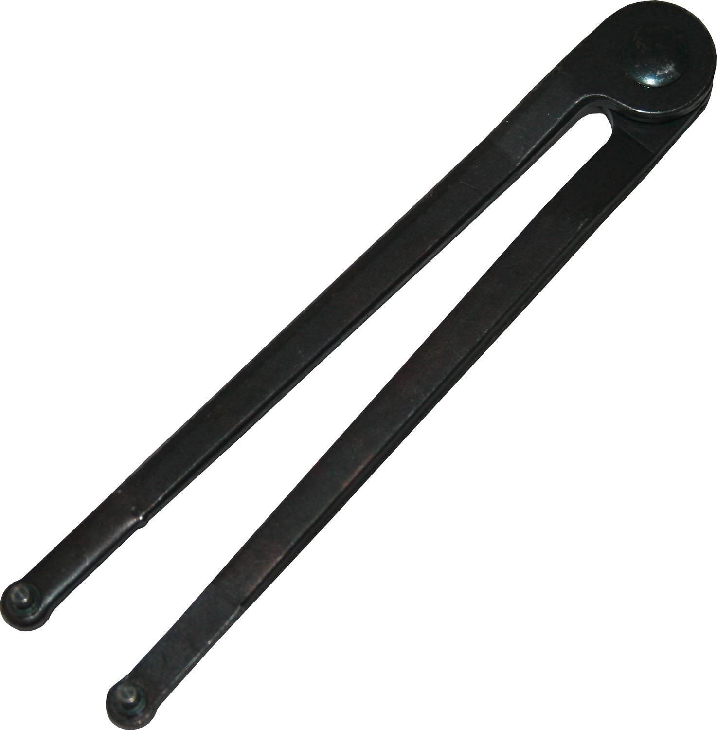 Eine Vintage-Messschieber zur Messung von Innendimensionen, aus Metall gefertigt, mit gebogenen Enden für präzise Einstellungen.