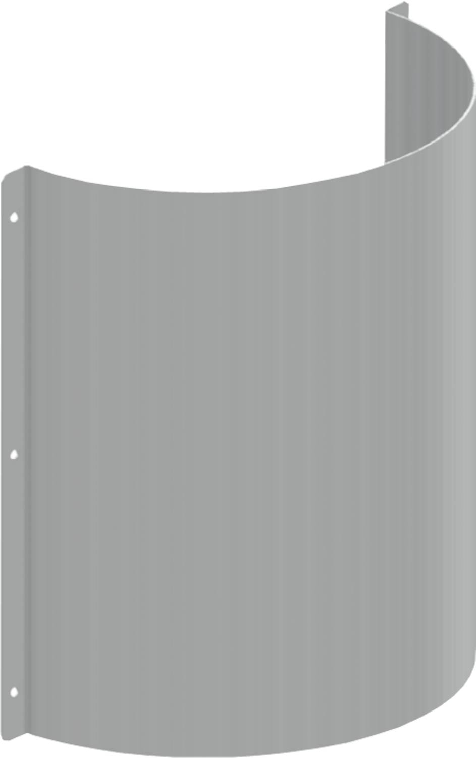 Frontansicht eines grauen Metallbriefkastens mit gewölbtem, geschlossenem Deckel.