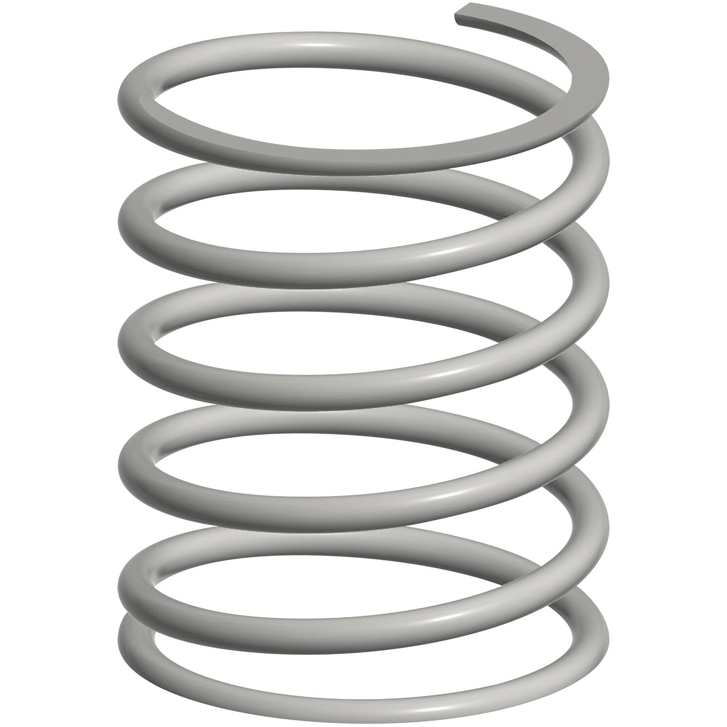 Eine gewickelte Metallspiralfeder vor schwarzem Hintergrund, die mehrere Windungen und einen unvollendeten oberen Abschluss zeigt und dabei ihre Elastizität und Form hervorhebt.