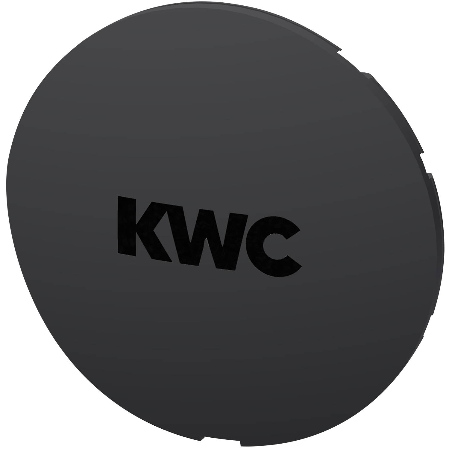 Ein schwarzes kreisförmiges Objekt mit dem Text 