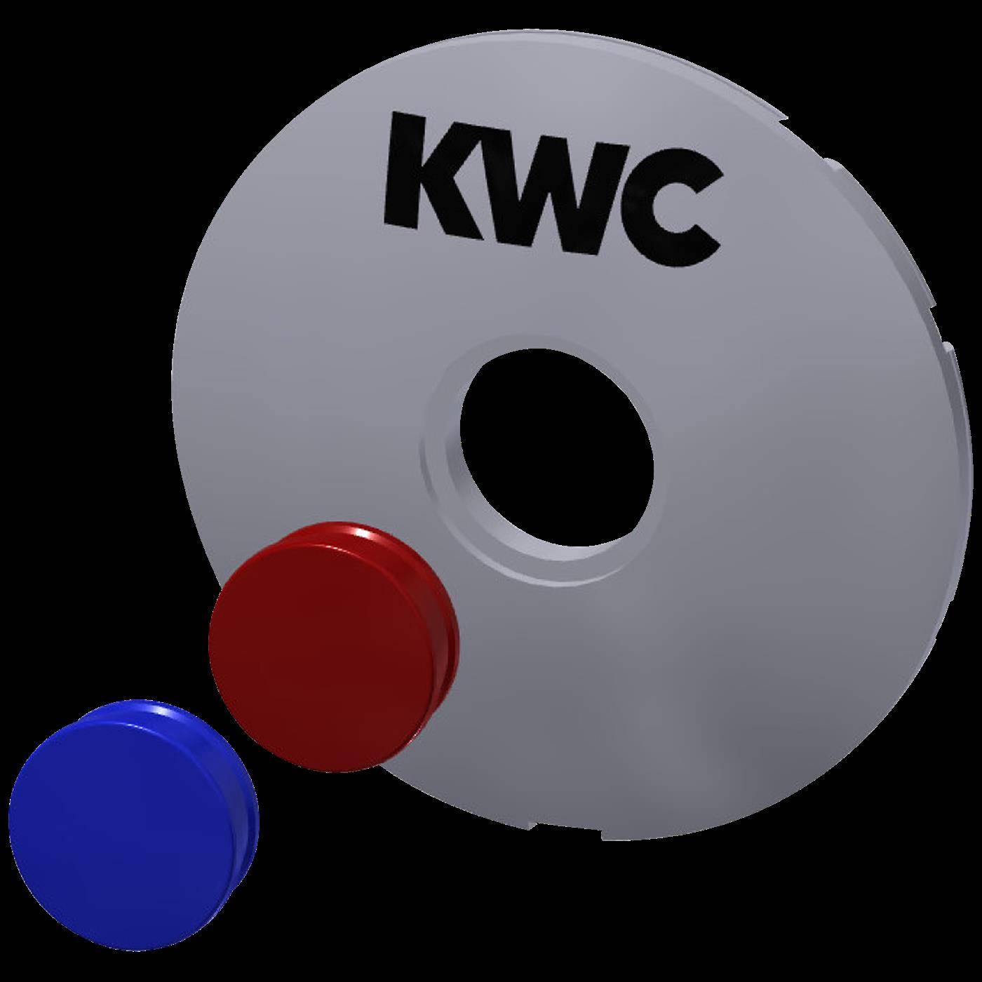 Graue kreisförmige Scheibe mit der Aufschrift „kwc