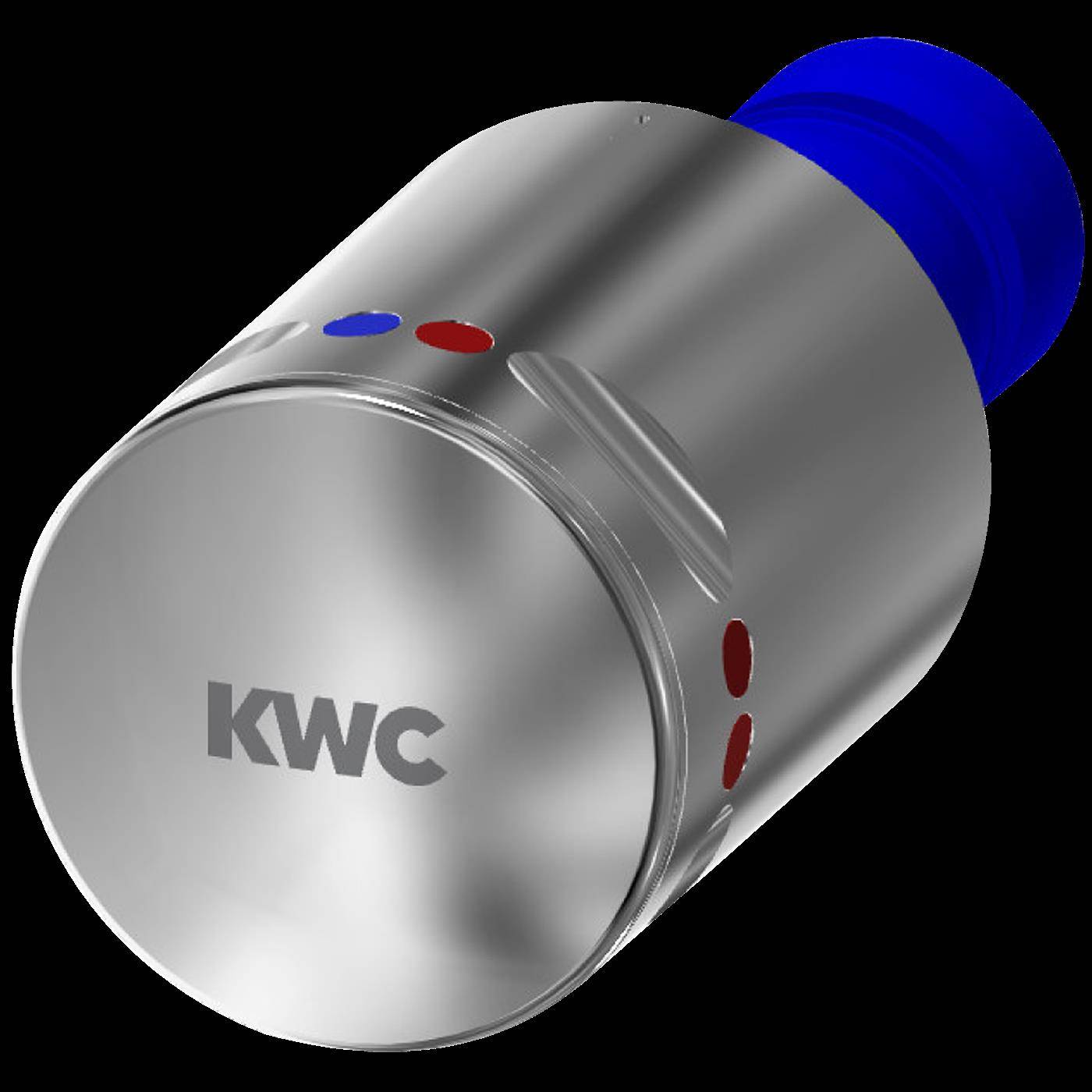 Zylindrisches Edelstahlgerät mit der Bezeichnung „KWC