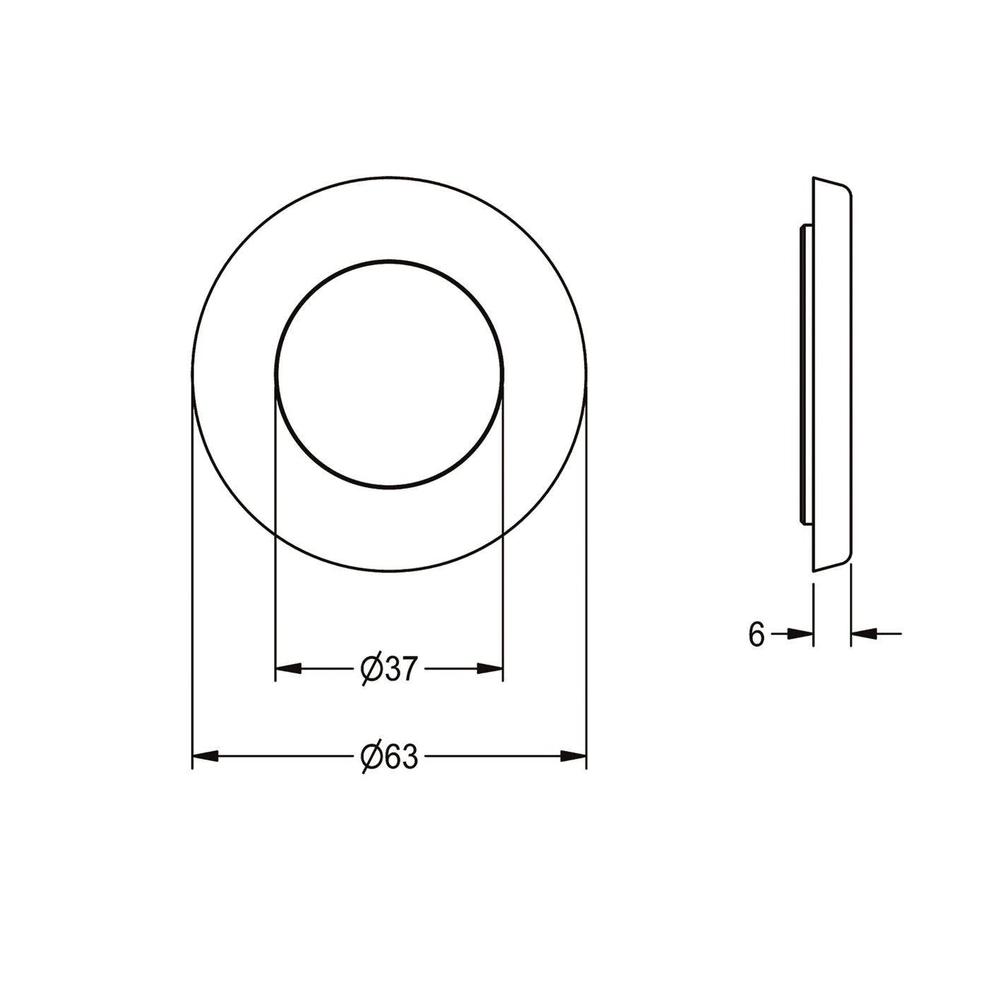 Technische Zeichnung eines kreisförmigen Teils mit Außendurchmesser Ø63, Innendurchmesser Ø37 und Seitenstärke 6 mm.