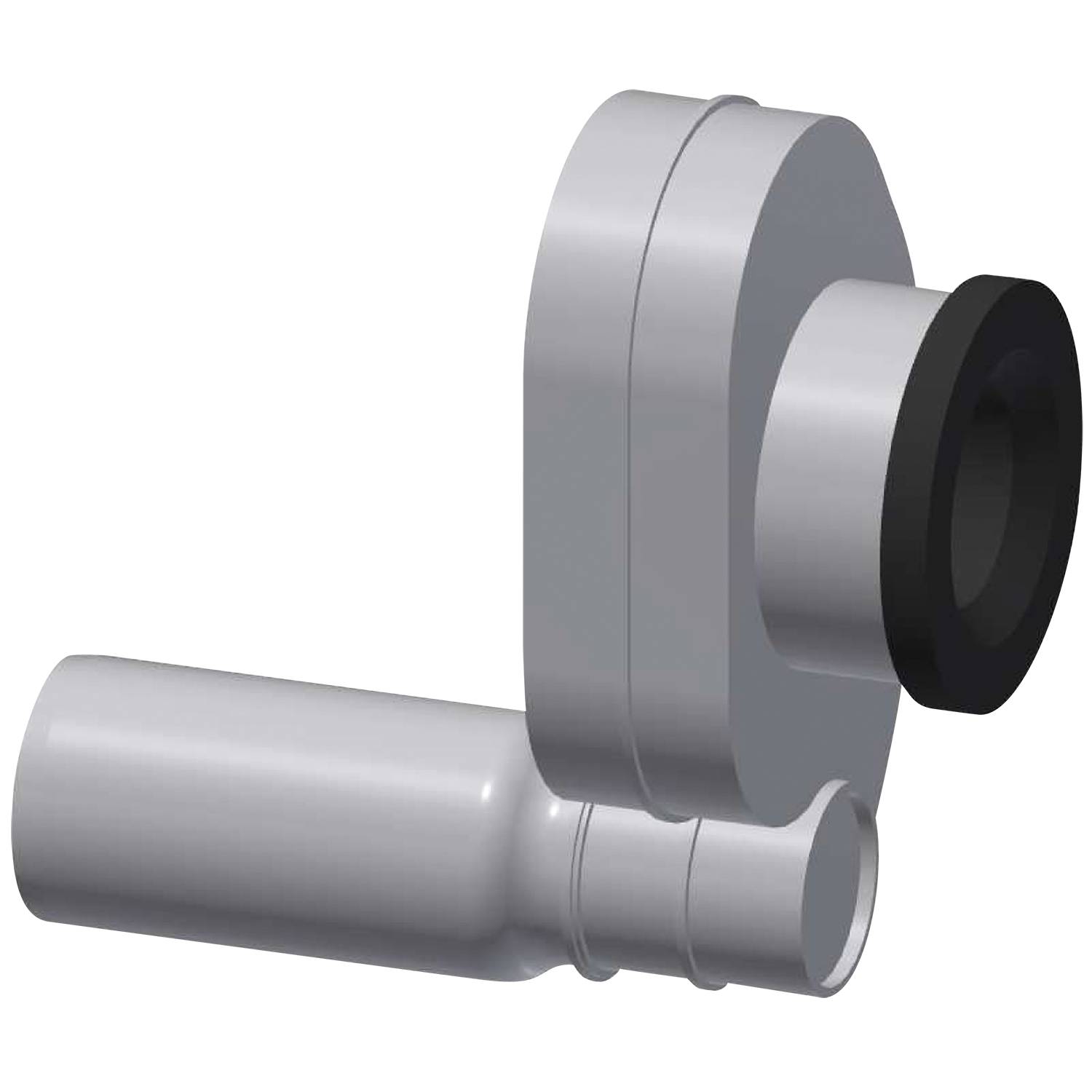 Eine Darstellung einer mechanischen Kupplung mit einer zylindrischen Struktur, die an eine große kreisförmige Scheibe angeschlossen ist, mit einem kleineren schwarzen Ring.