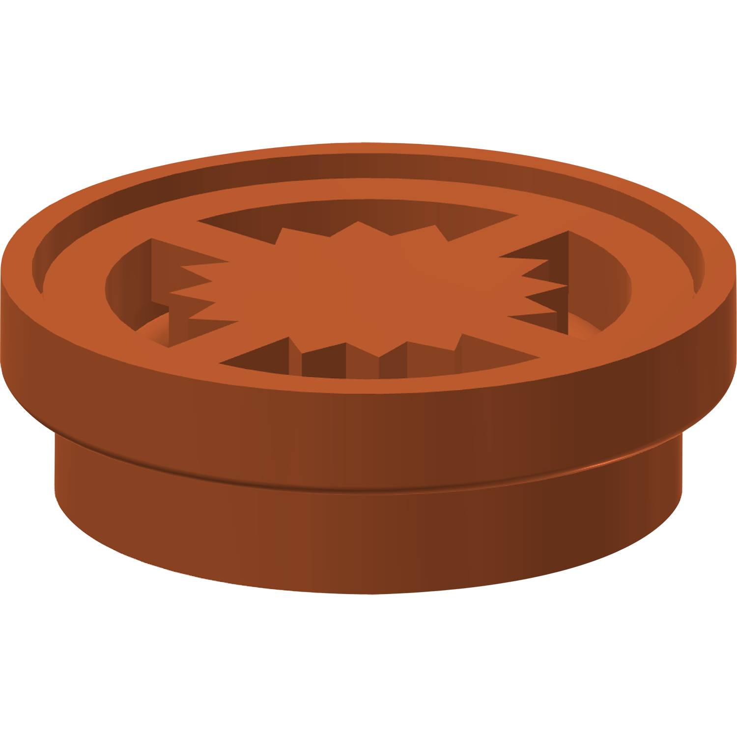 Ein rundes, braunes Logo mit einer stilisierten Stern- und Pfeilgestaltung oben, das eine Richtung oder ein Kompassmotiv symbolisiert.