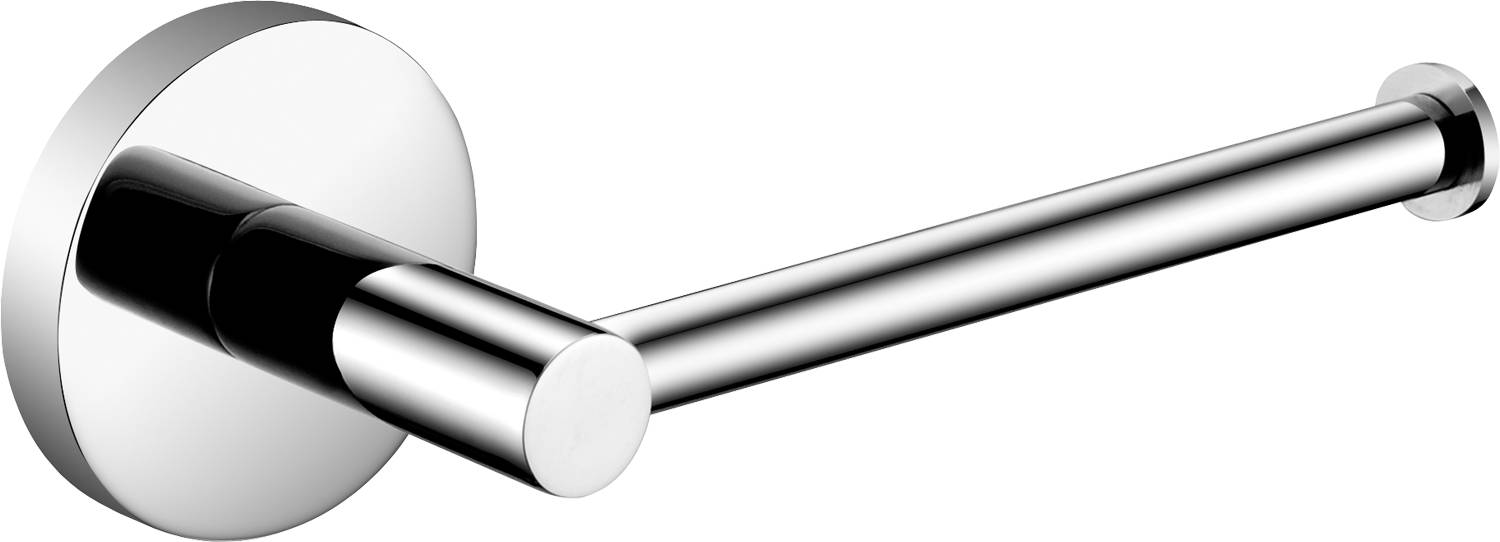 Eine Nahaufnahme einer eleganten metallischen Handtuchstange mit glänzender Chrom-Oberfläche vor einem schwarzen Hintergrund.