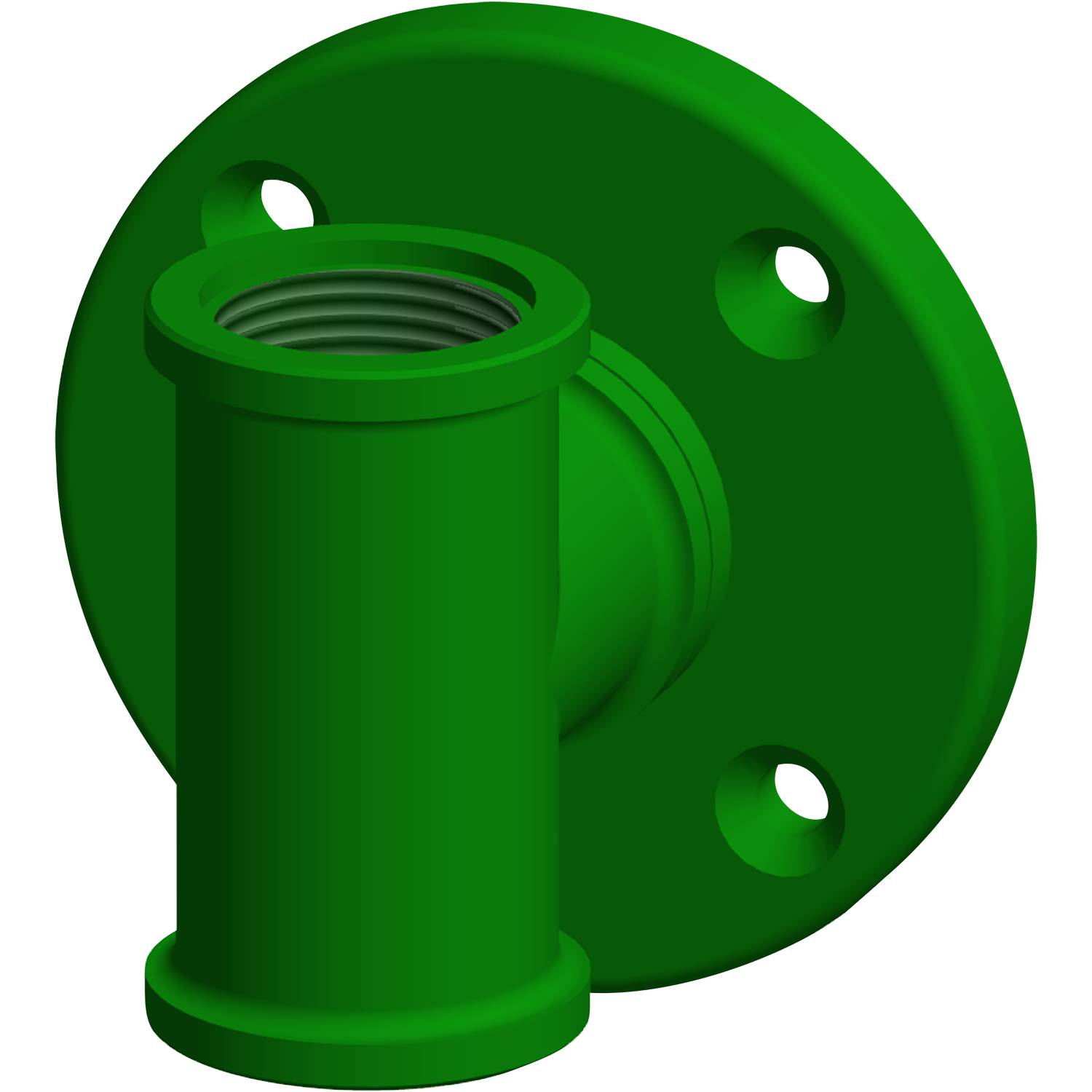 Eine grüne Rohrverschraubung mit Gewinde, die zum Verbinden von Rohrleitungen in der Sanitär- oder Industrietechnik verwendet wird.