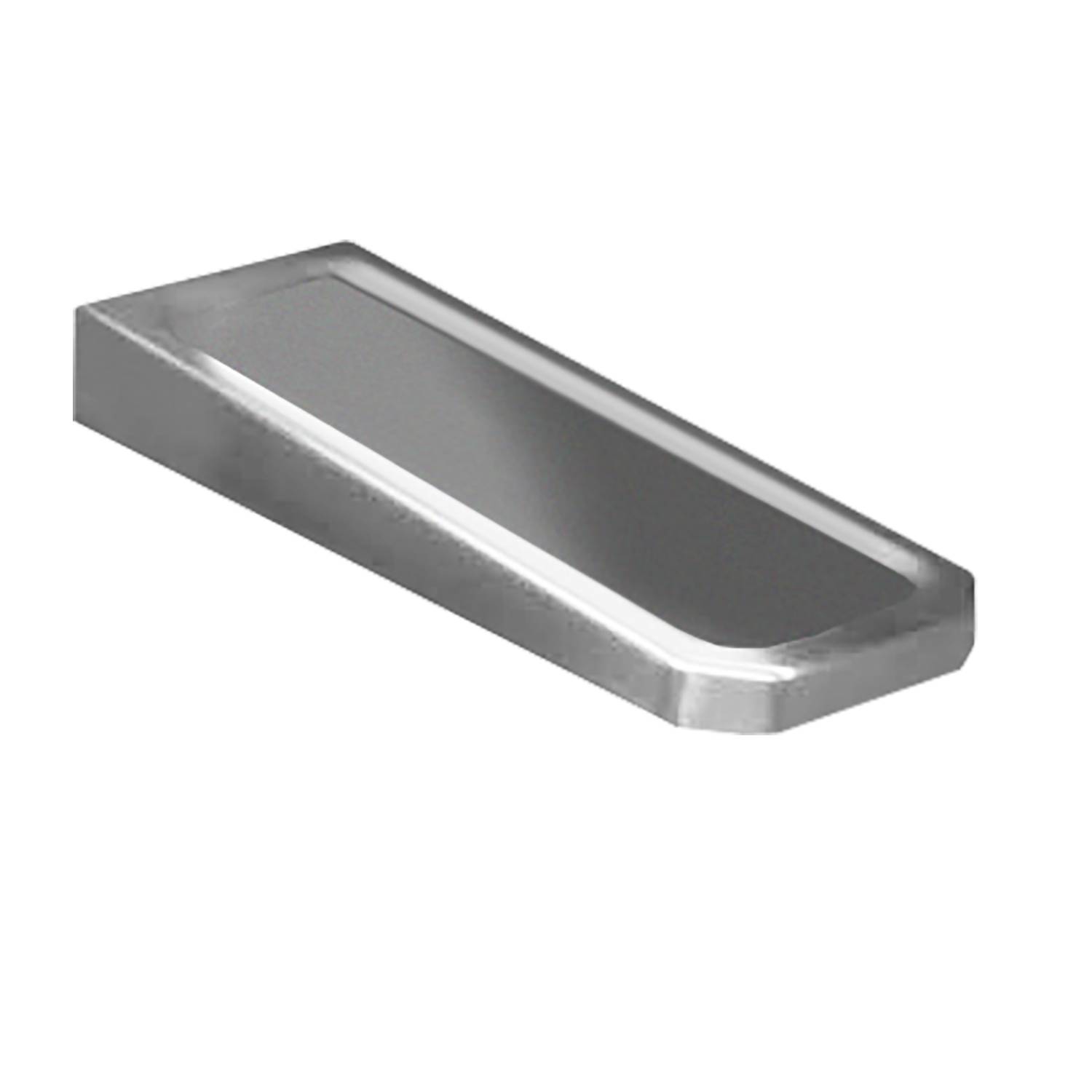 Eine rechteckige silberne Metallstange mit abgeschrägten Kanten vor einem schwarzen Hintergrund.