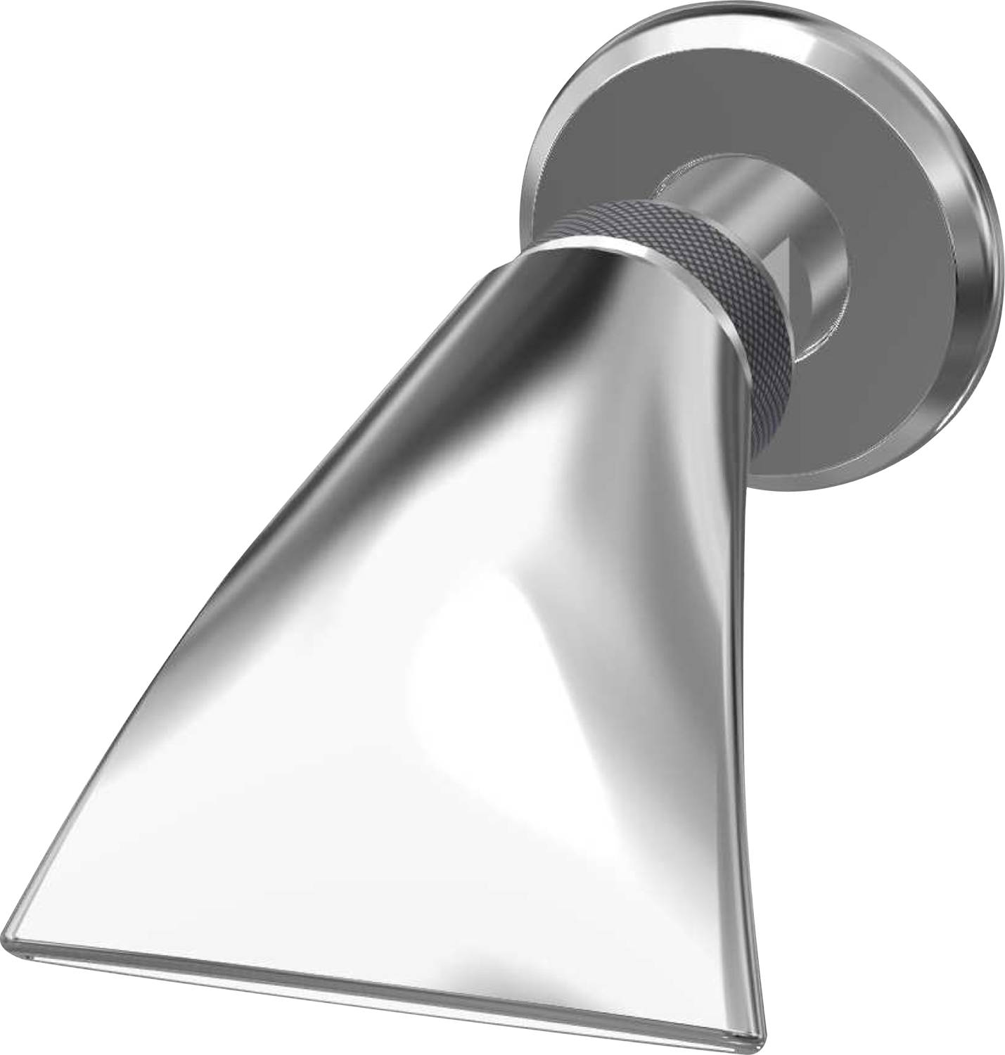 Ein metallischer Wandstrahler mit einem dreieckigen Reflektor, konzipiert für gerichtete Beleuchtung.