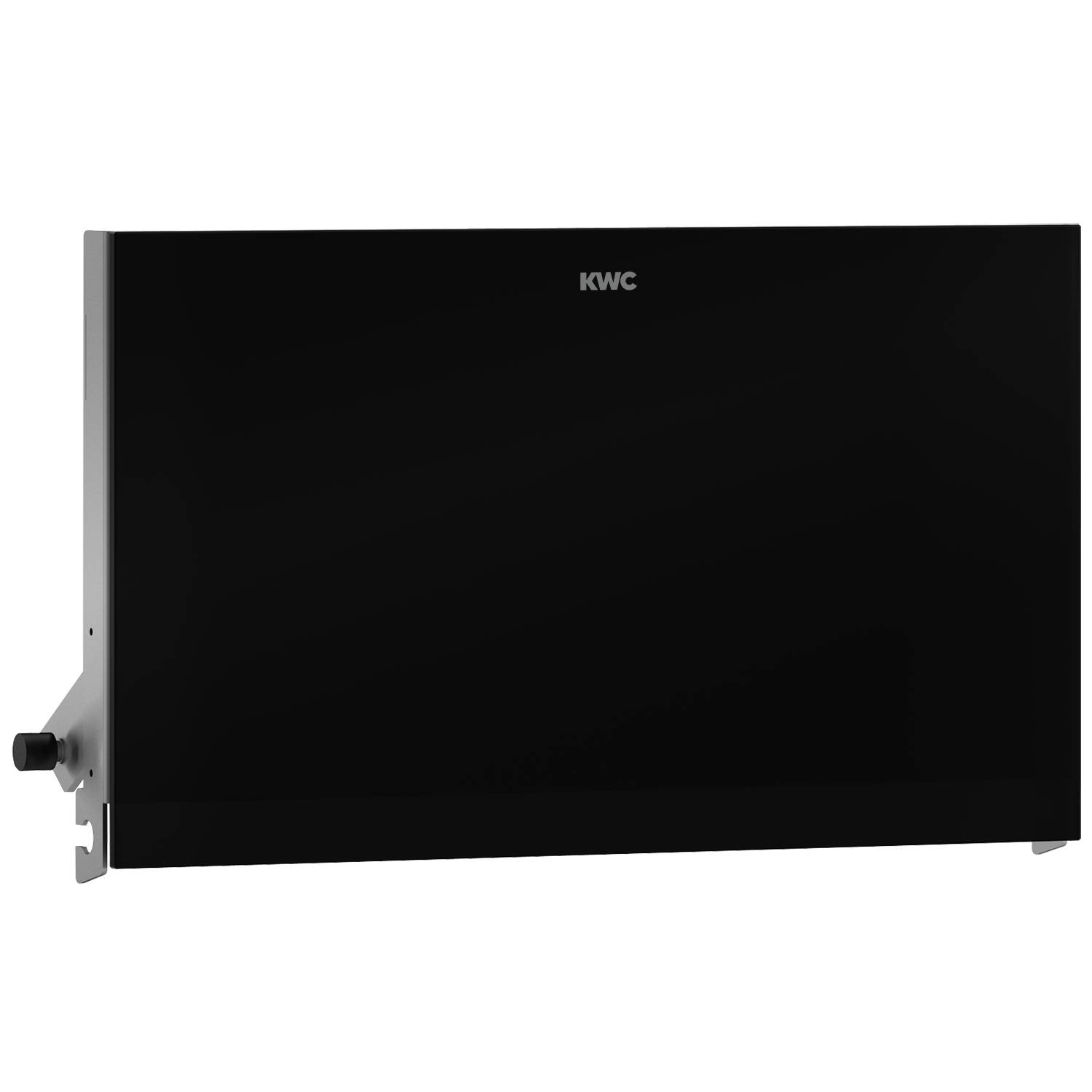 Ein schlanker, moderner schwarzer Fernseher mit minimalistischem Design und dem Markenlogo 
