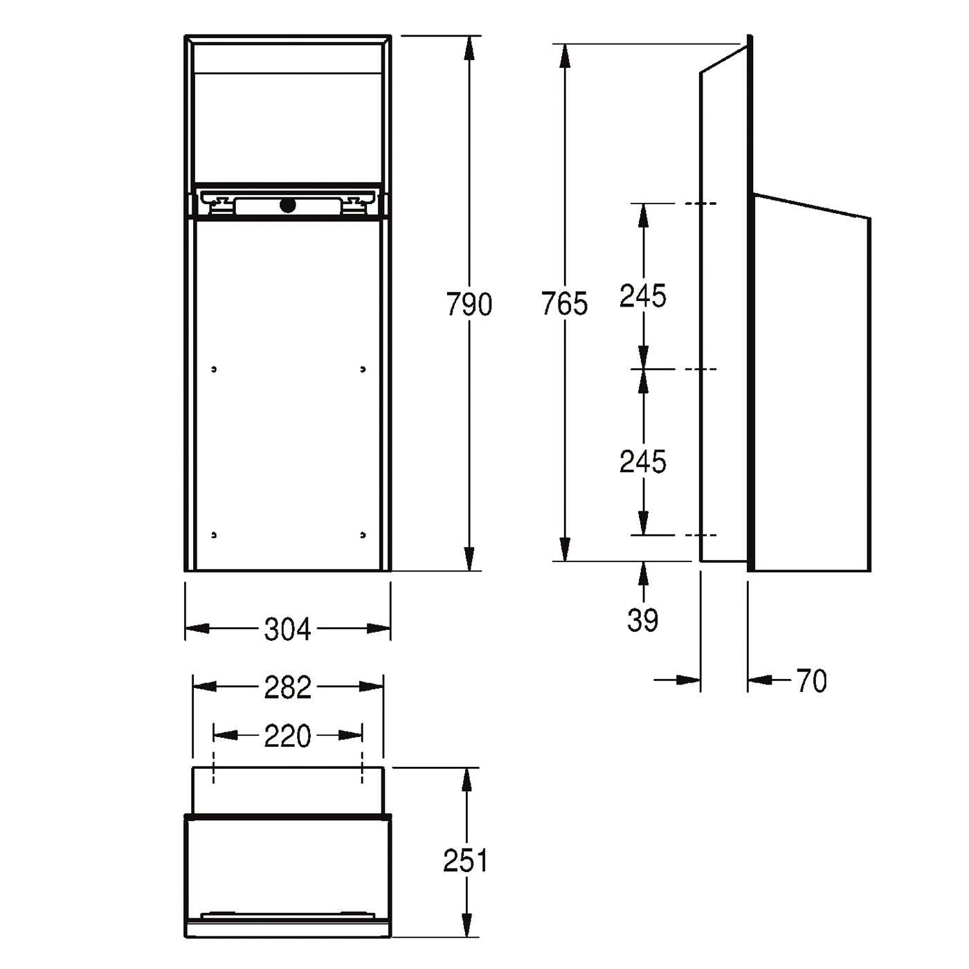 KWC Abfallbehälter, EXOS, Edelstahl, UP, 304x790x251 mm, Front ESG Weiß, 30l