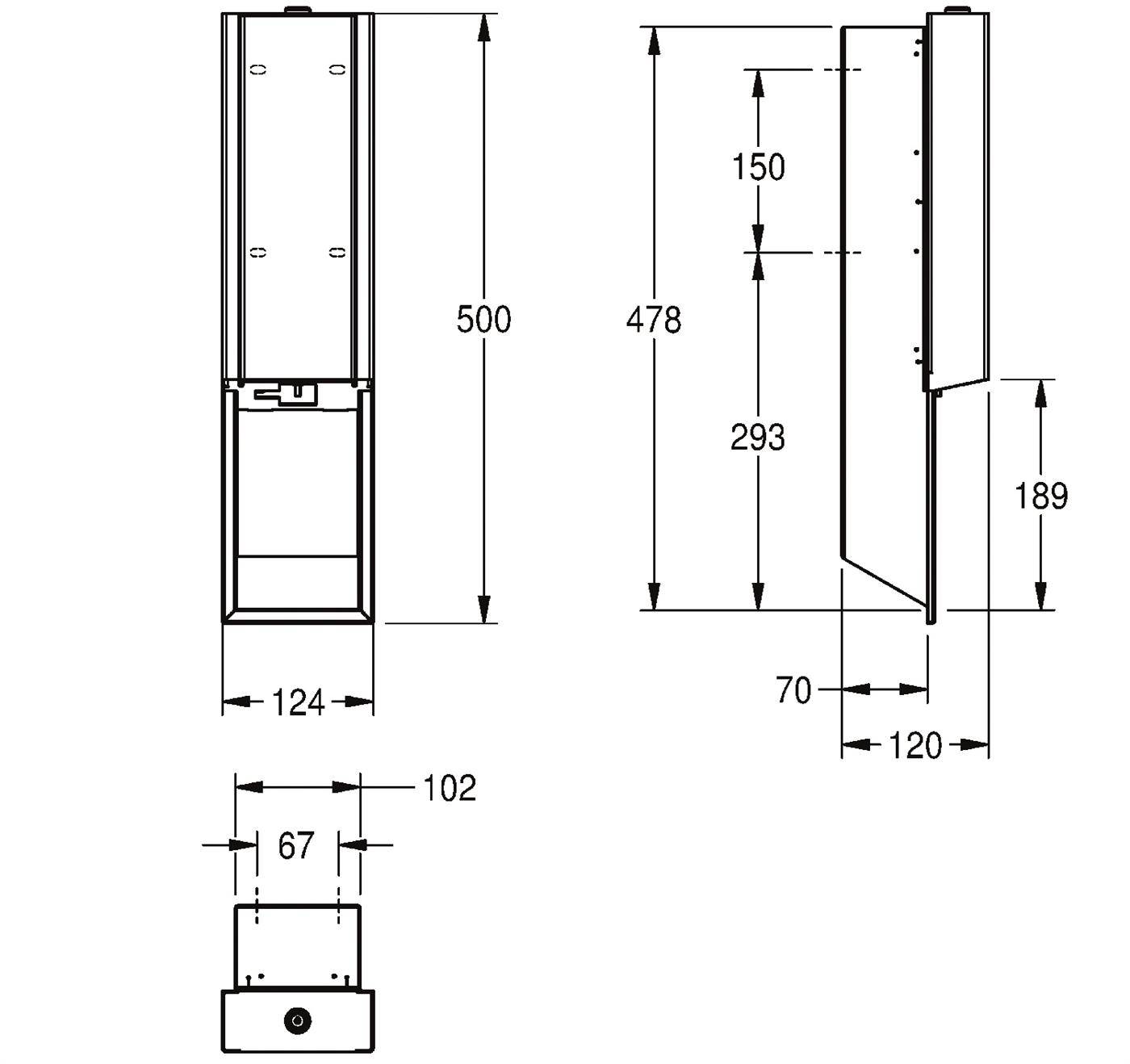 KWC Seifensp, EXOS, Elek, Edelstahl, UP, 124x500x120mm, Front ESG Weiß