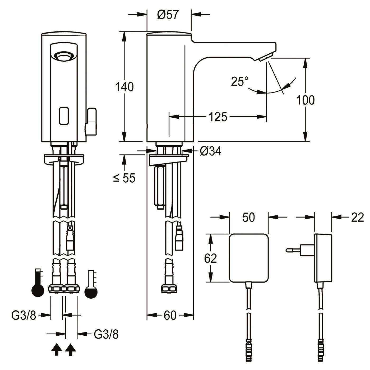 KWC Standbatterie, F5, Elek, Mischer, 5l, Steckernetzteil 230 VAC