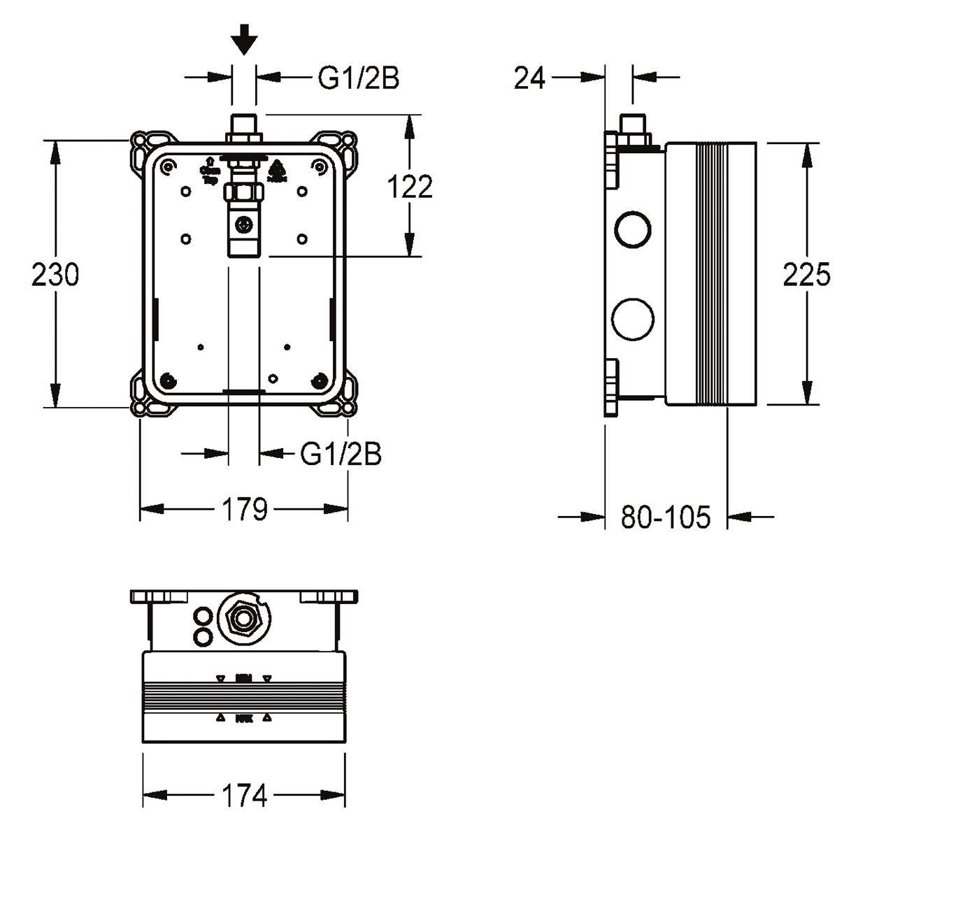 KWC Rohbauset, F3, Systembox R3, Waschen, Kalt- Oder Vorgemisches Warmwasser