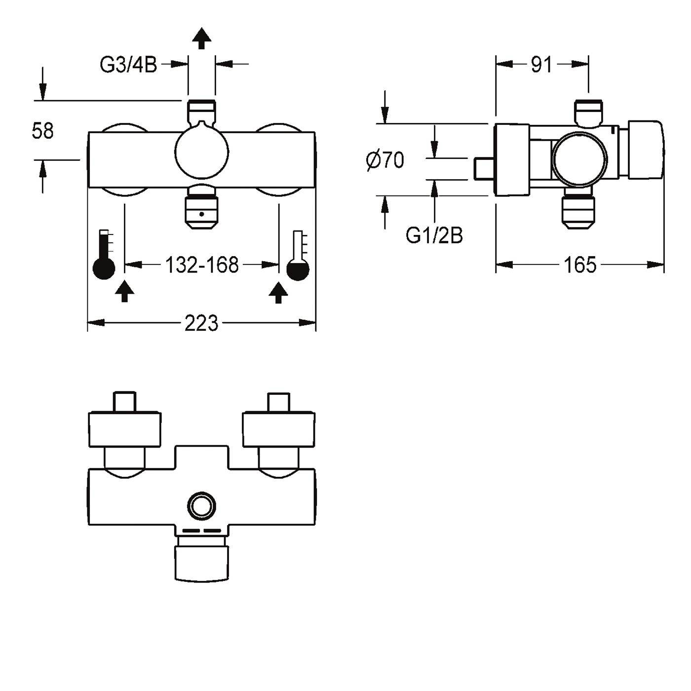 KWC Wandbatterie, F5, Hydr, Mischer, für Bogen/duschrohr, ABE