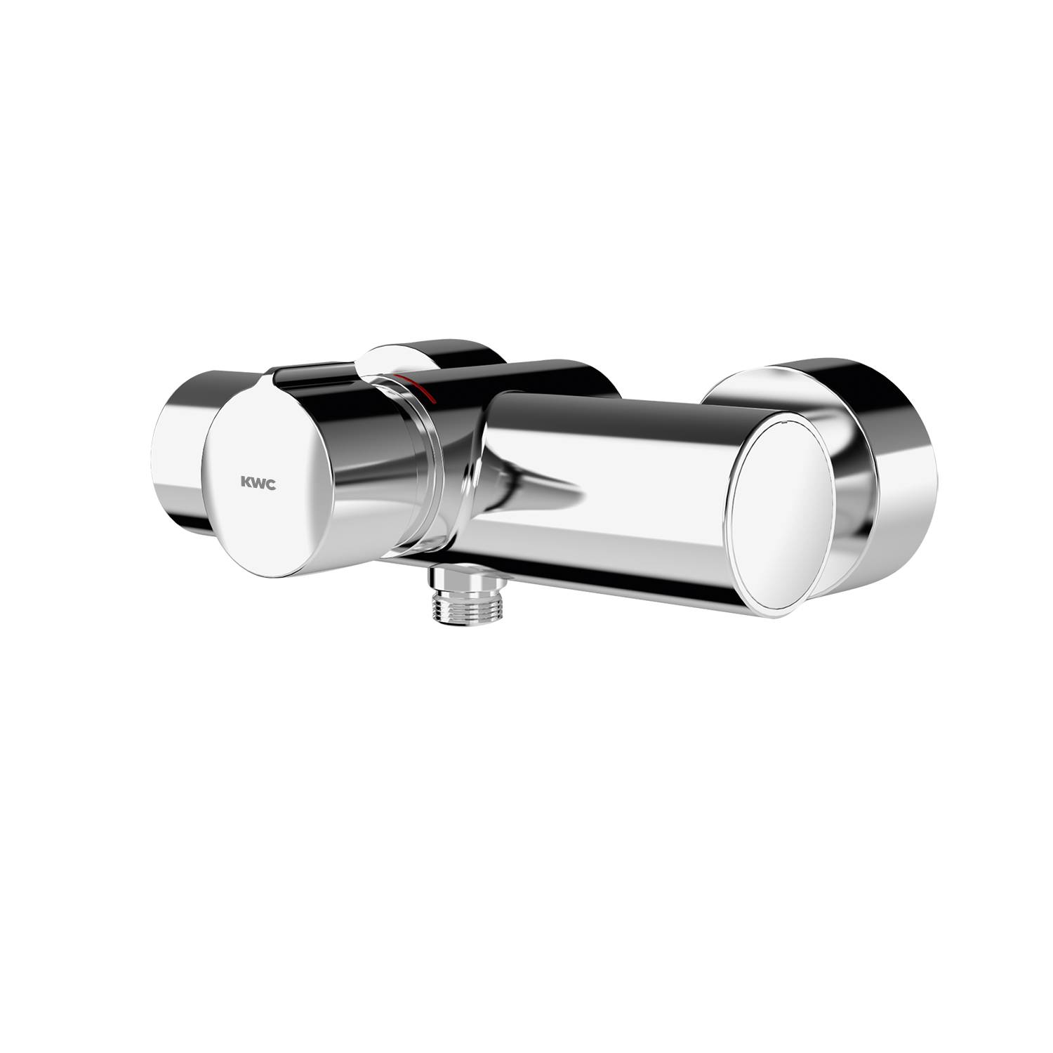 Eine elegante Chrom-Duschkopfarmatur mit modernem Design vor einem schwarzen Hintergrund.