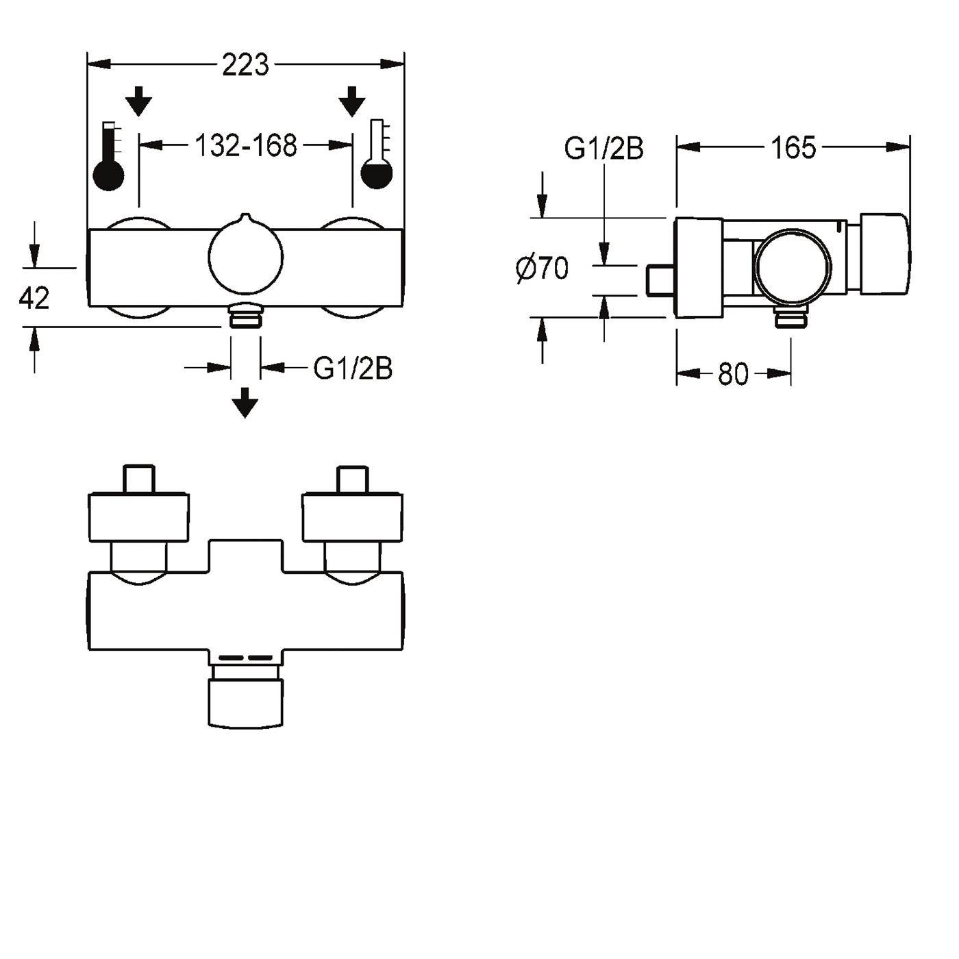 KWC Wandbatterie, F5, Hydr, Mischer, Aufputz, für Handbrause