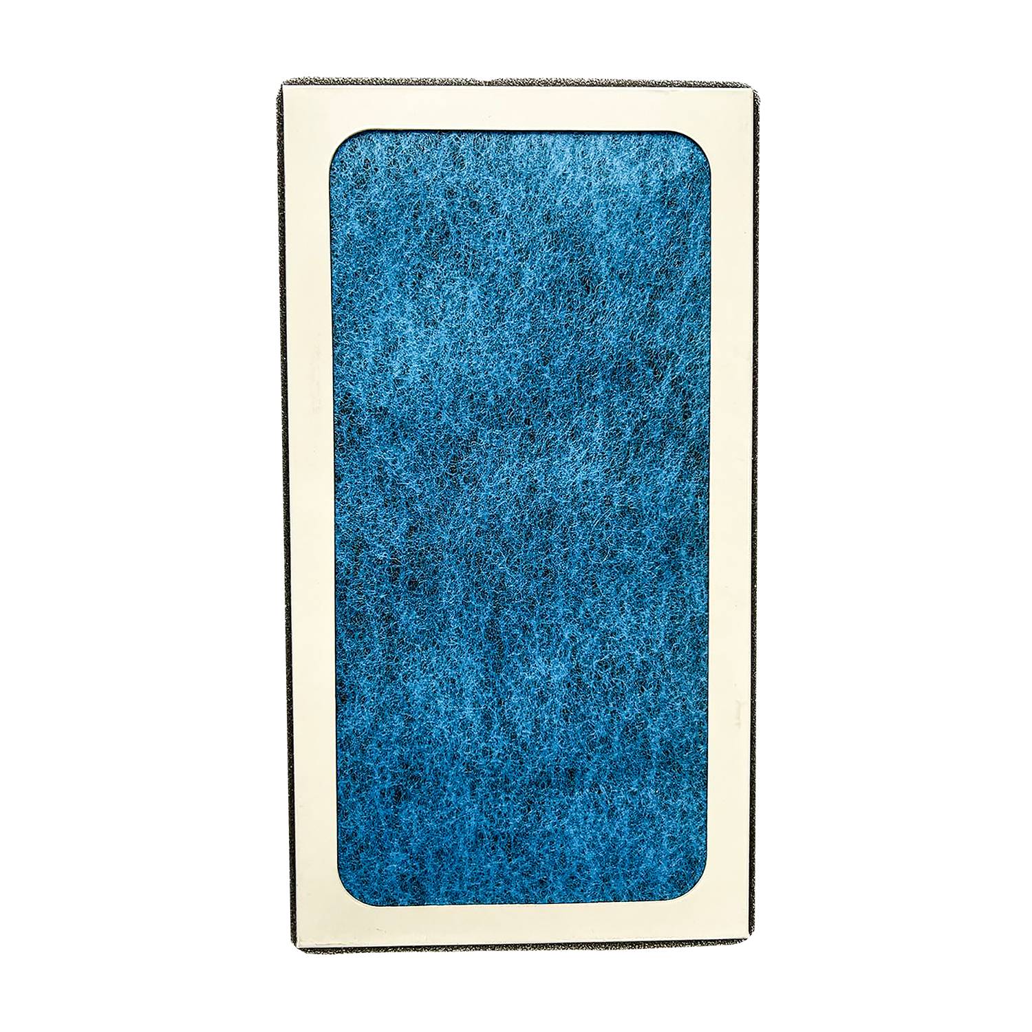 Eine Streuunterlage, blau mit einer fasrigen Textur, auf einem einfarbigen Hintergrund.