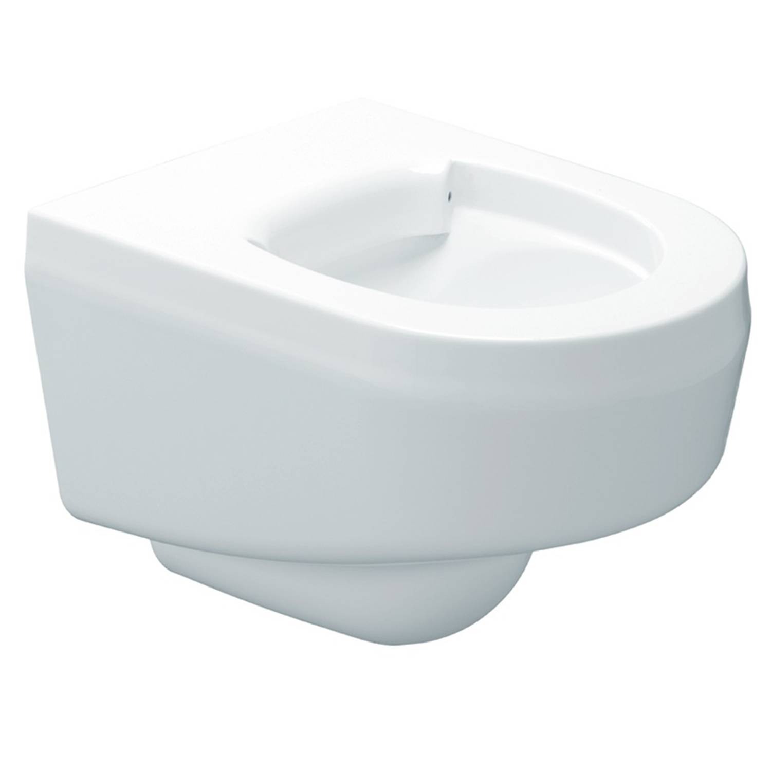 An der Wand montierte, weiße Keramik-Toilettenschüssel mit modernem, minimalistischem Design, geeignet für Badezimmer- und Toiletteninstallationen.
