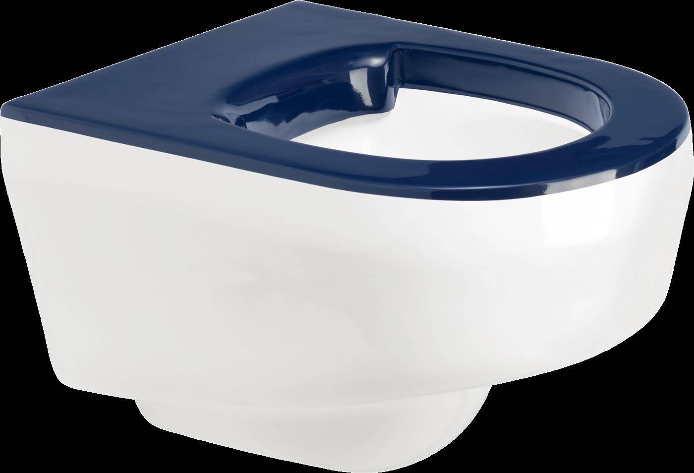 KWC T-WC, GFK, Wandh, Hw.-mont, Weiß, Sitzfl. Blau, 400x370x510 mm