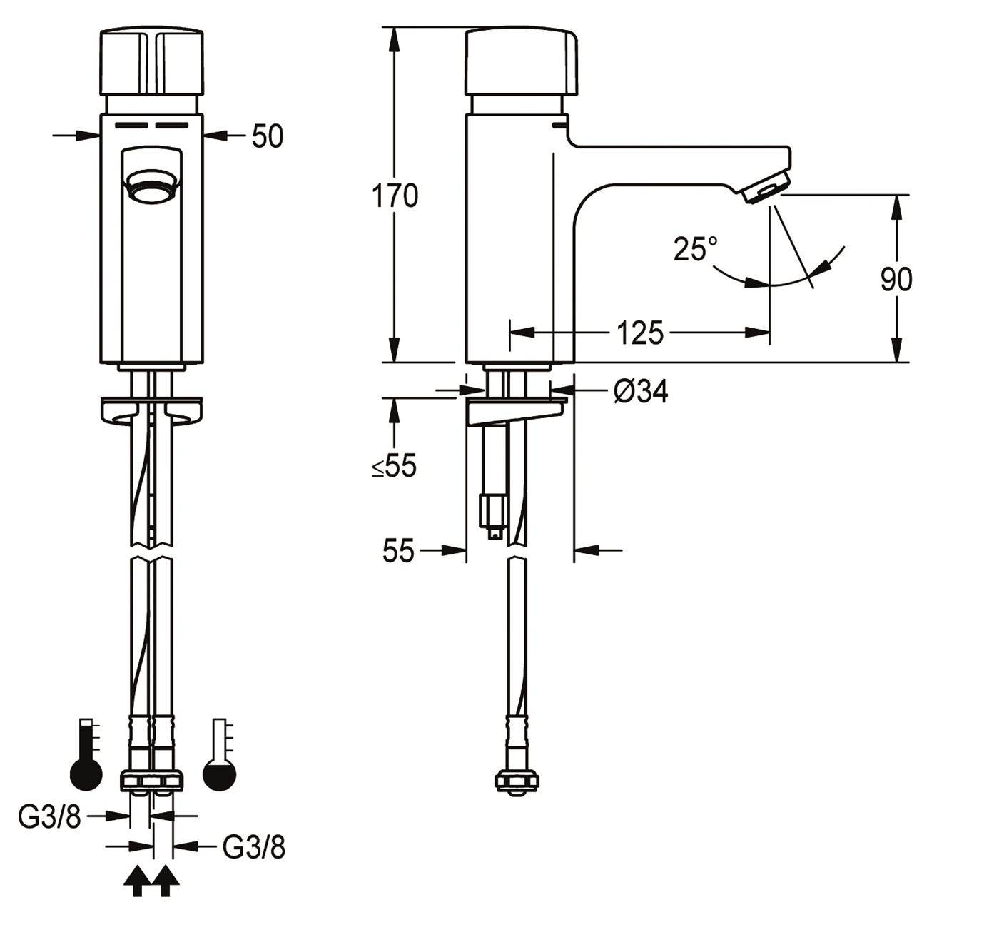 KWC Standbatterie, F5, Hydr, Mischer, 3l