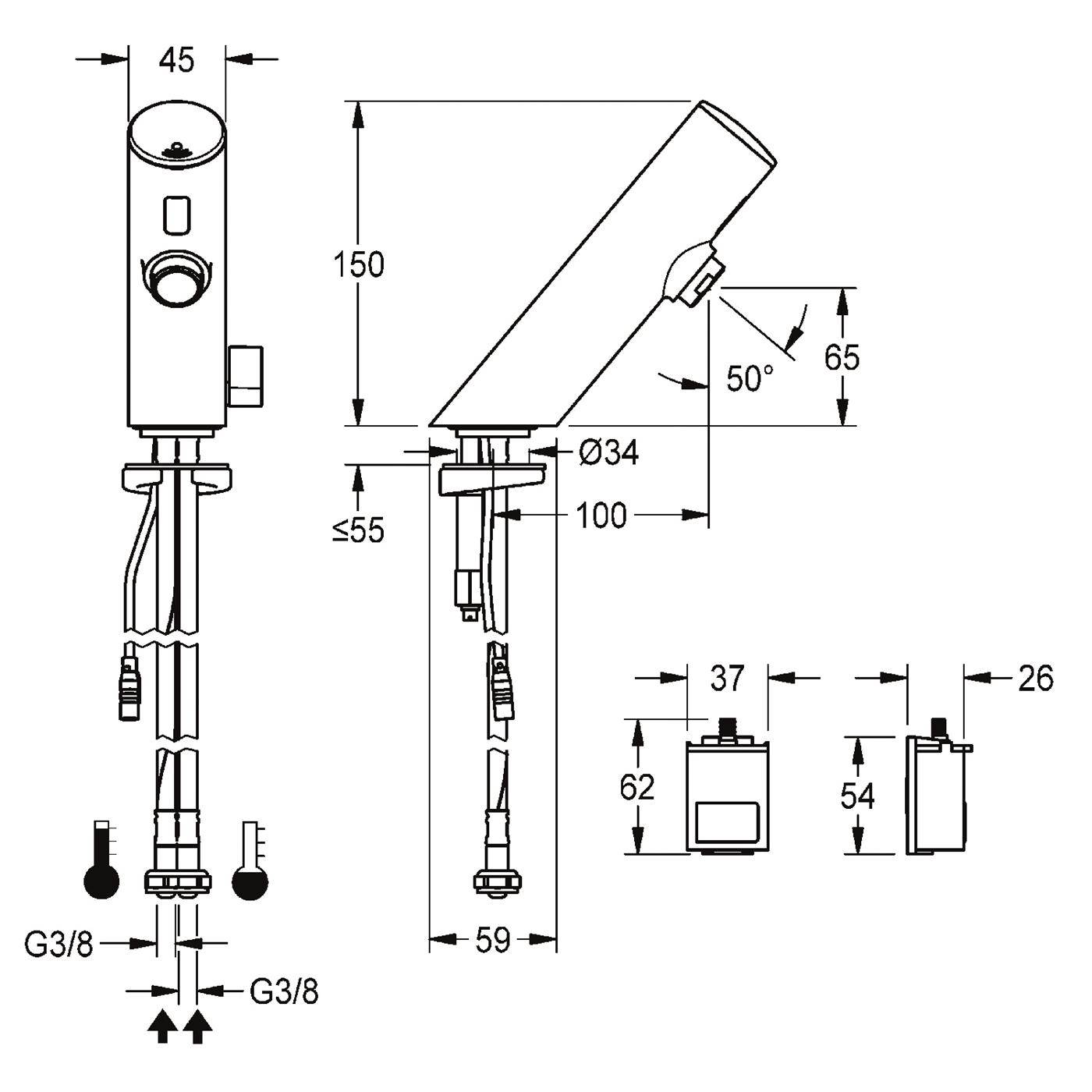 KWC Standbatterie, F3, Elek, Mischer, 3l, Batterie