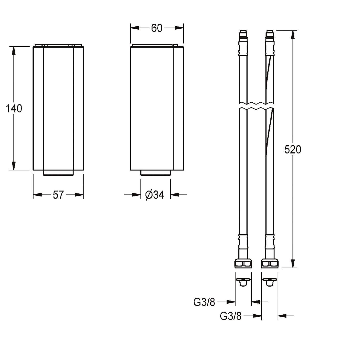 KWC Sockel, F5, für. Elek.-standarmaturen, Höhe 140 mm