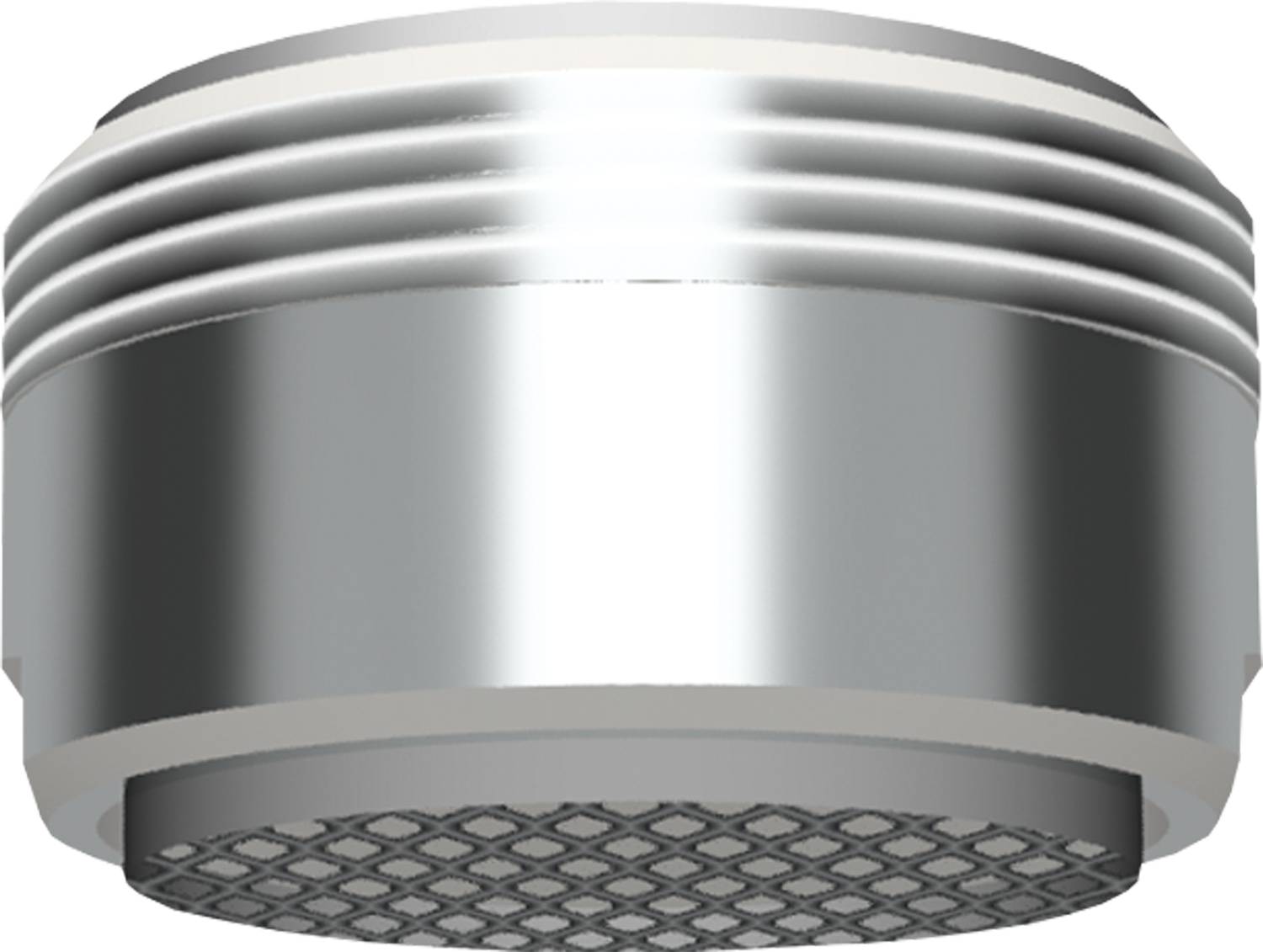 Ein rundes Metallbelüftungsgitter mit horizontalen Rillen und einem Maschenboden, vermutlich Teil eines Belüftungs- oder Abluftssystems.