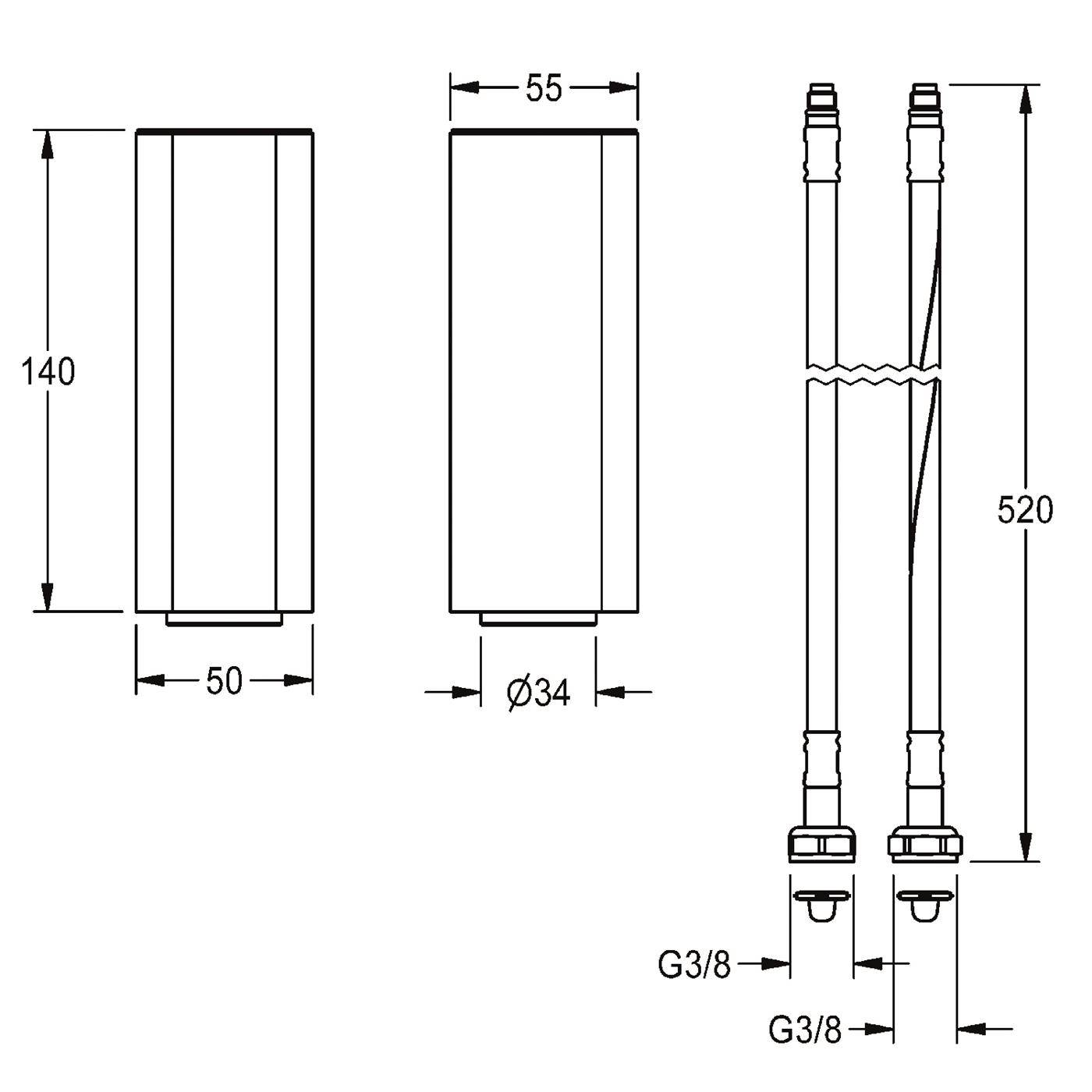 KWC Sockel, F5, für. Hydr.-standarmaturen, Höhe 140 mm