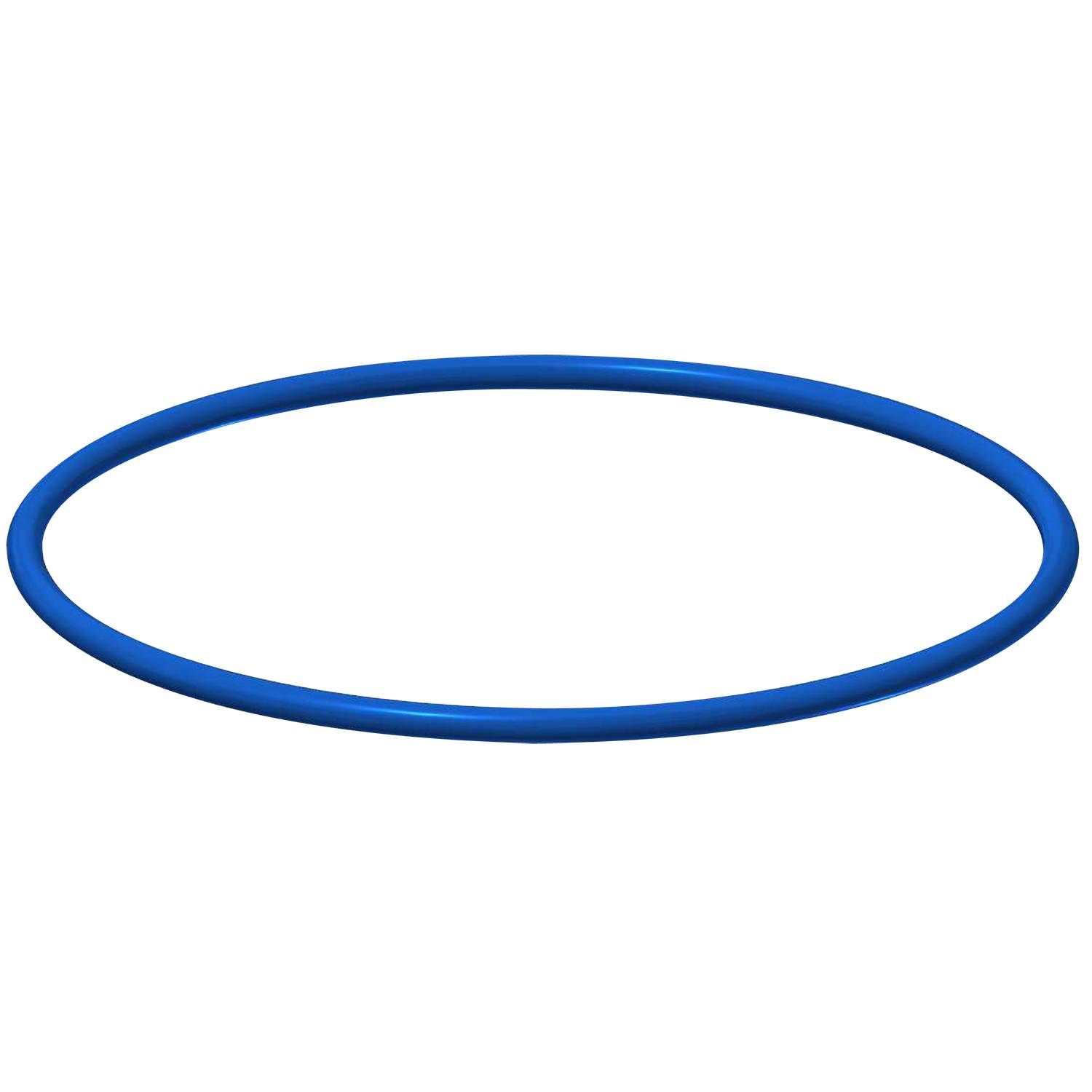 Ein dünner, blauer, leuchtender Ring schwebt in einem schwarzen Nichts und erinnert an einen Heiligenschein oder einen futuristischen Reifen.