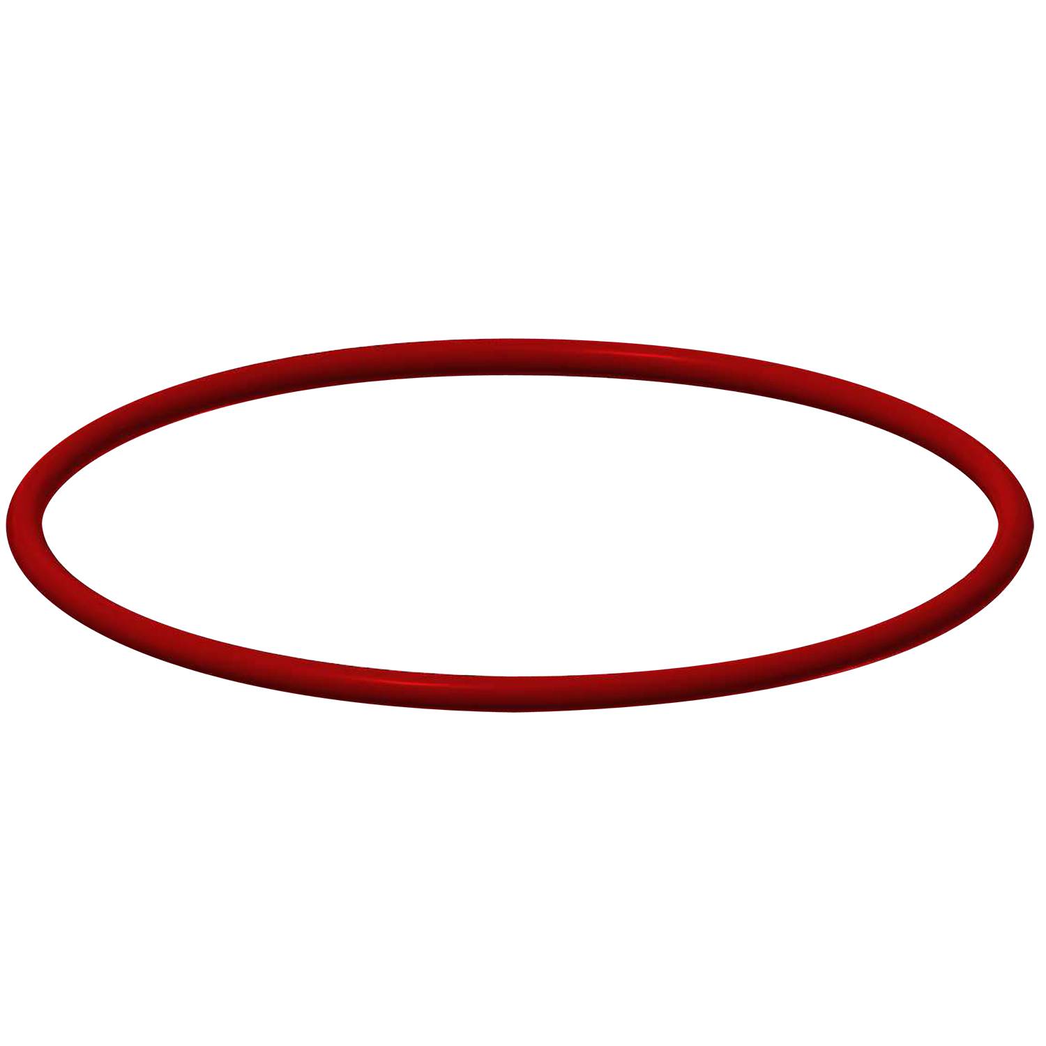Ein leuchtender roter Ring vor einem schwarzen Hintergrund, der einem Heiligenschein oder Reifen ähnelt. Die intensive Farbe des Rings hebt sich scharf von der dunklen Kulisse ab.